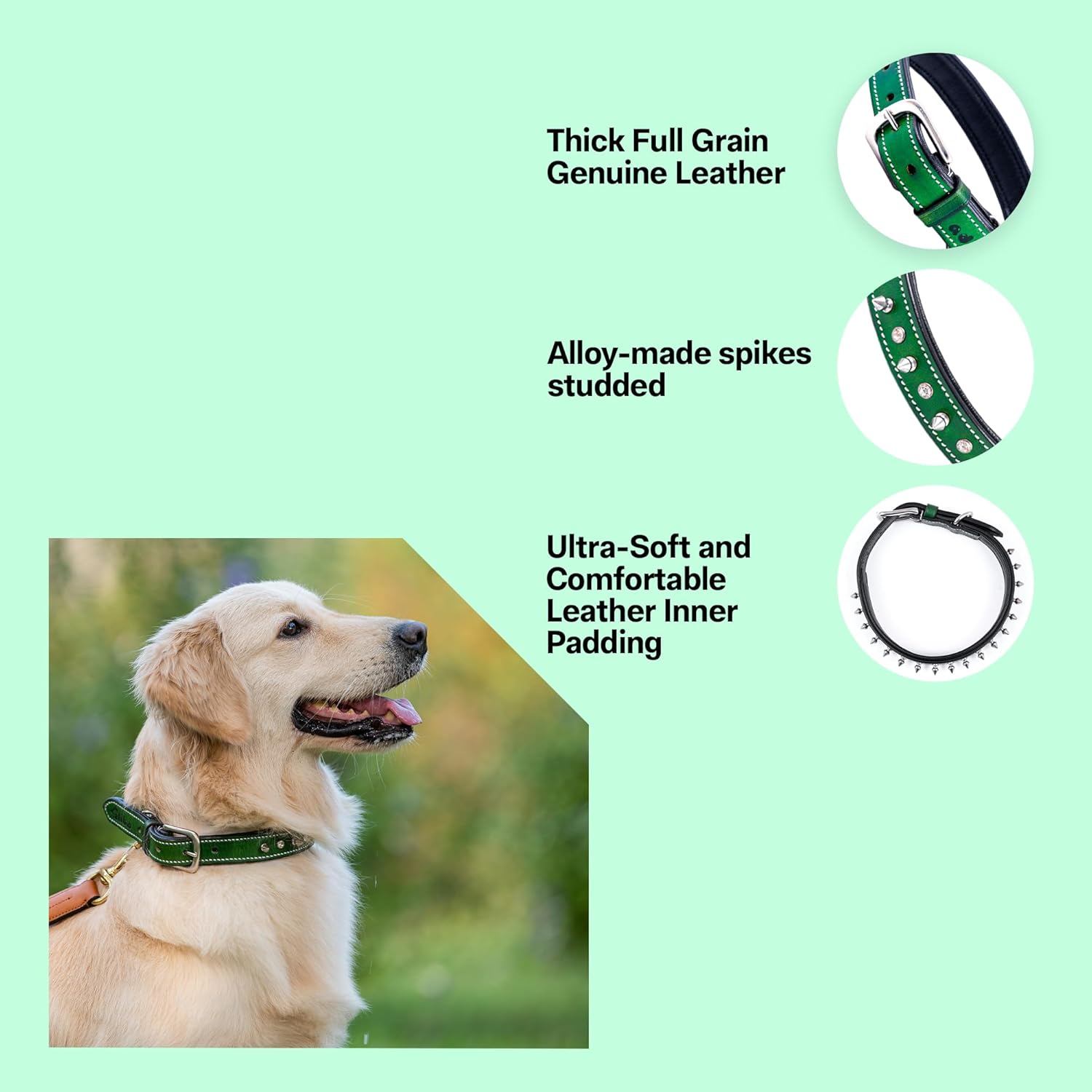 Adil’S Leather Spike Studded Dog Collar – Adjustable Pet Collar for Small, Medium, Large Dogs Durable & Stylish for Pitbulls, Bulldogs, Mastiffs & Guard Dogs