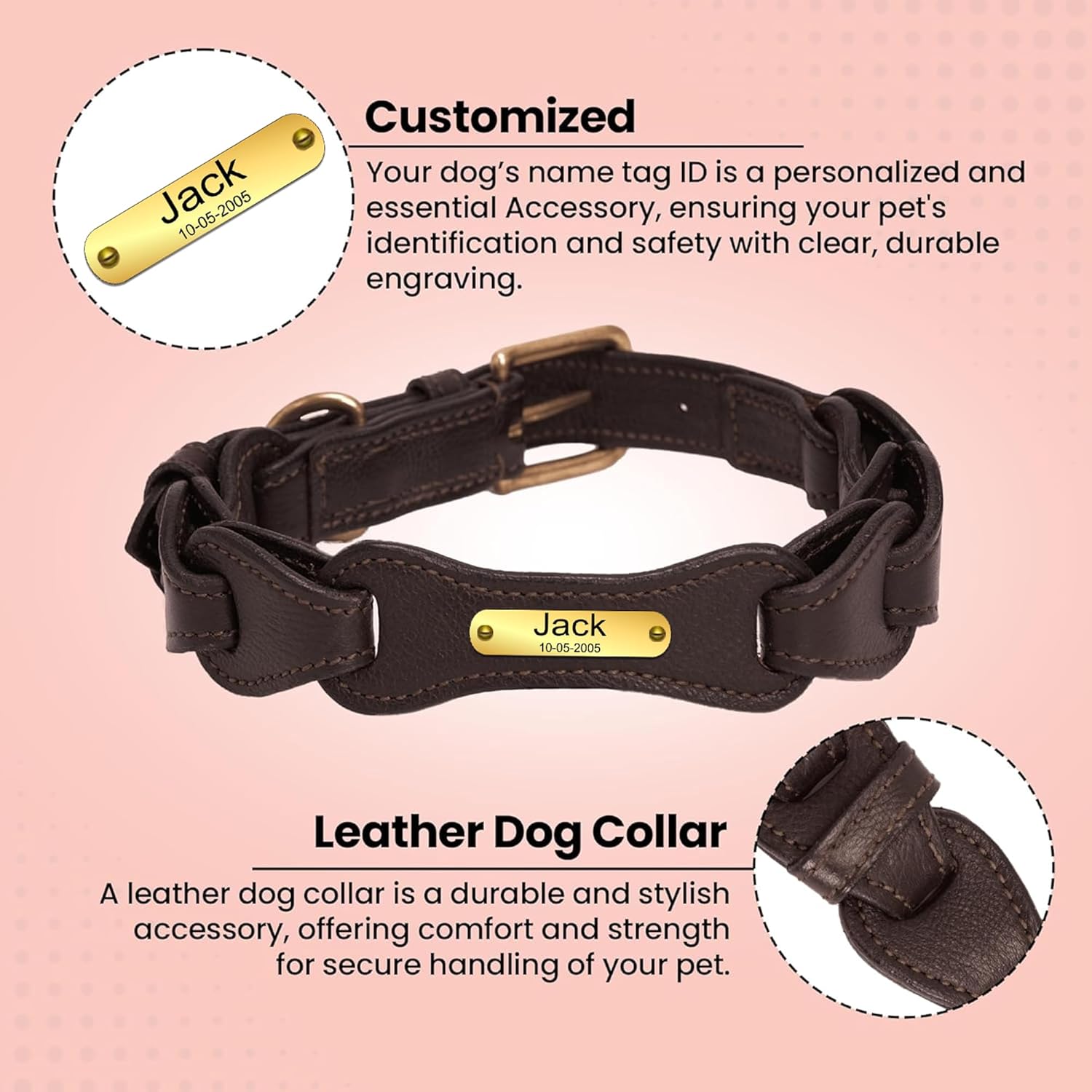 Adil's Leather Personalized Dog Collar (Softy Leather) – 1.5 Inch Wide