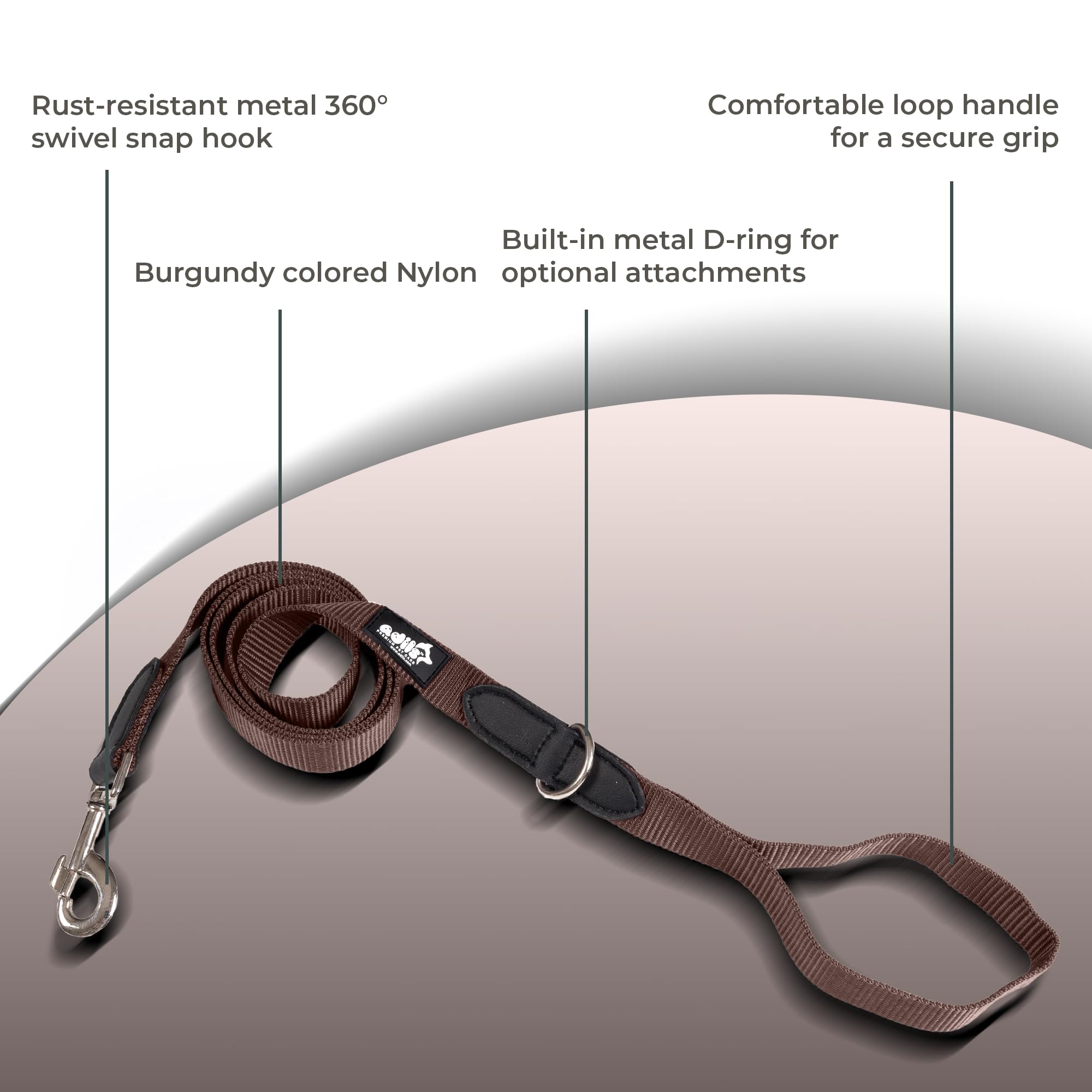 Adil’s 5FT Adjustable Nylon Dog Leash with Soft Leather Handle – Durable Long Lead with 360° Swivel Hook – Strong, Tangle-Free Leash for Walking & Training Small, Medium & Large Dogs