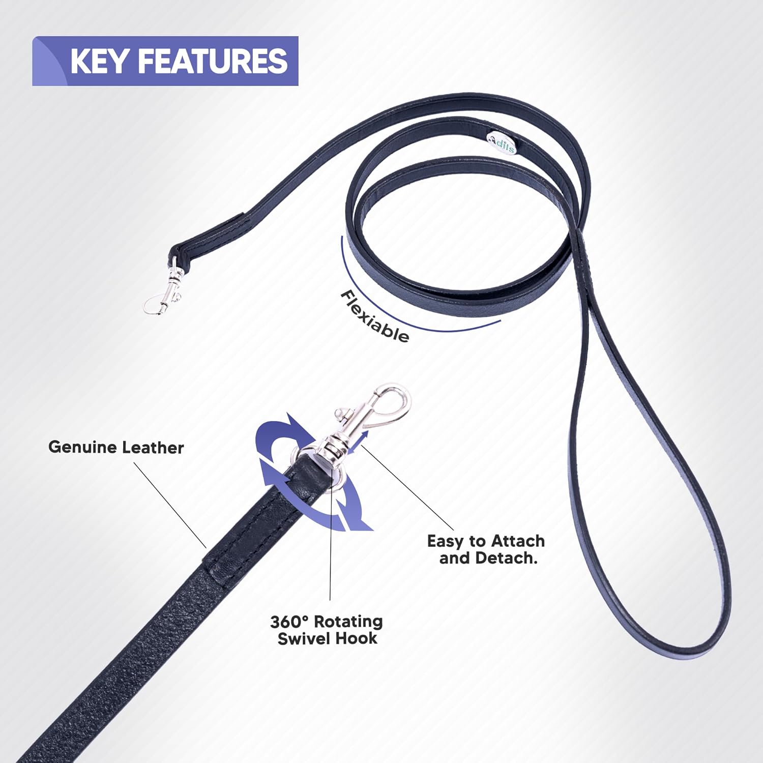 Adil’S Leather Cat Leash – Durable, Stylish & Comfortable Genuine Leather 4ft Long Leash with Secure Trigger Snap Hook for Safe Walks and Outdoor Adventures