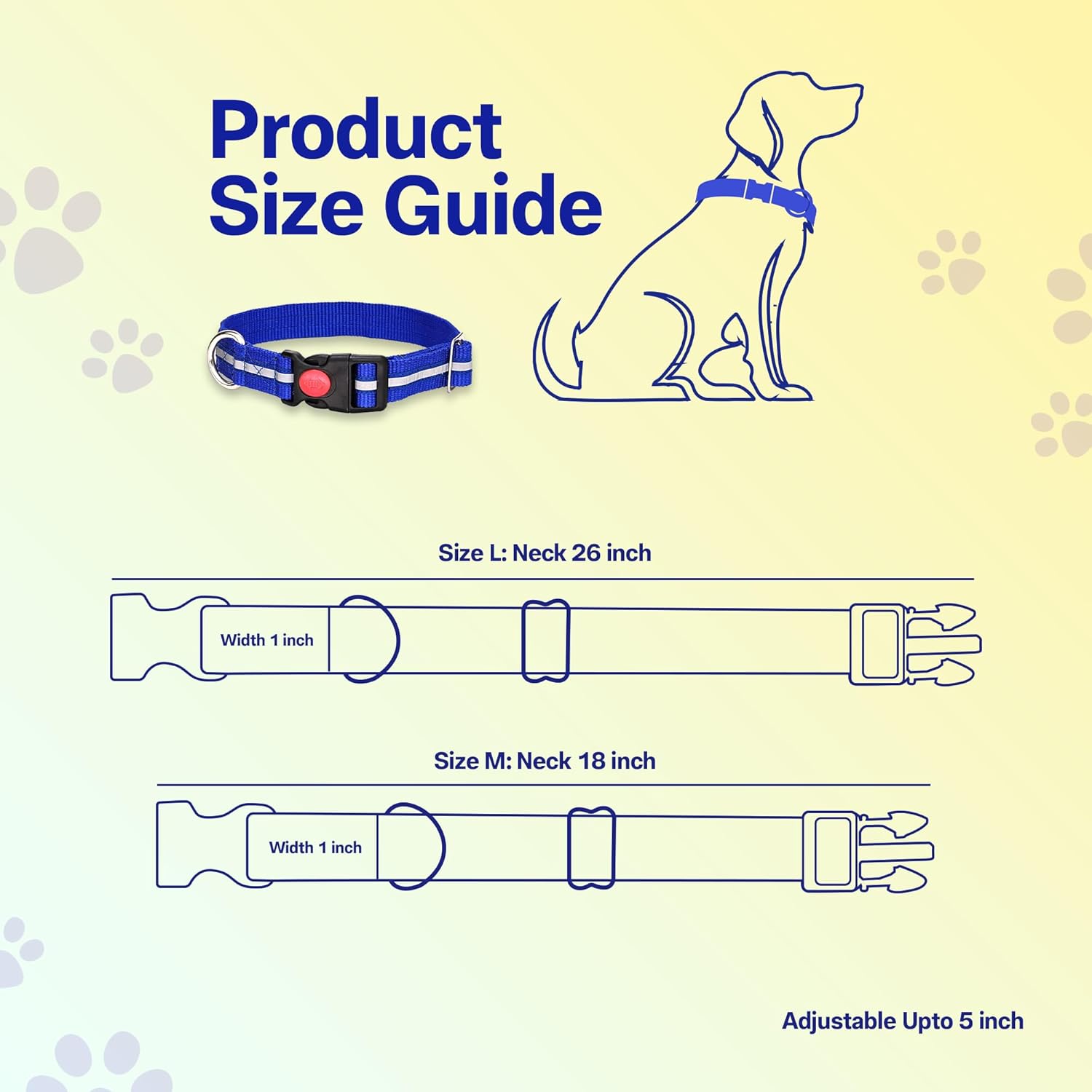 Nylon Reflective Dog Collar 1 inch Width - Adjustable Heavy Duty Pet Collars with Quick Release Buckle & D-Ring for leashes