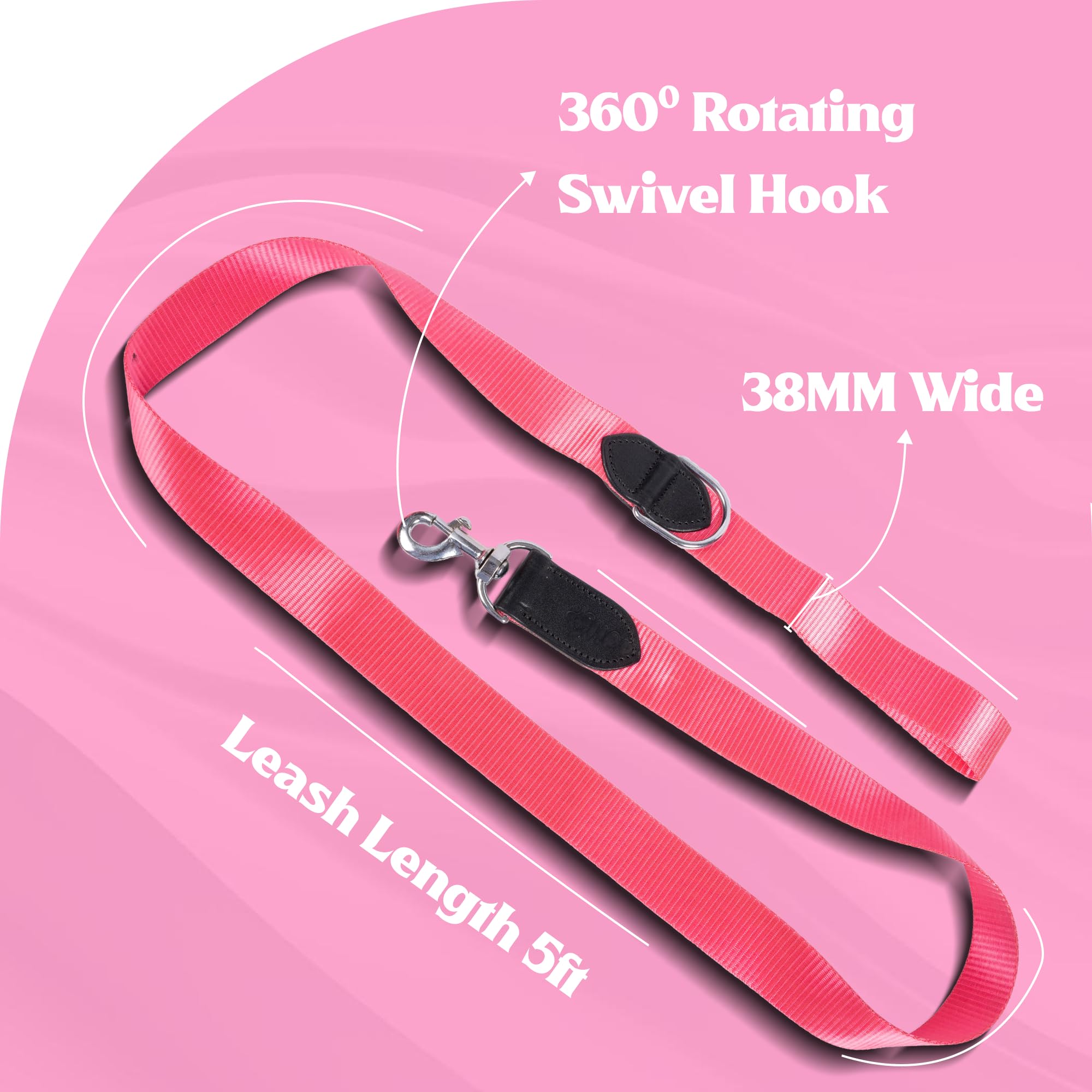 ADIL's Nylon Dog Leash, Heavy Duty Walking Lead with 360° Swivel Metal Hook 1.5 Inch Wide Durable Training Cord with Comfortable Loop Handle for Medium Large Dogs