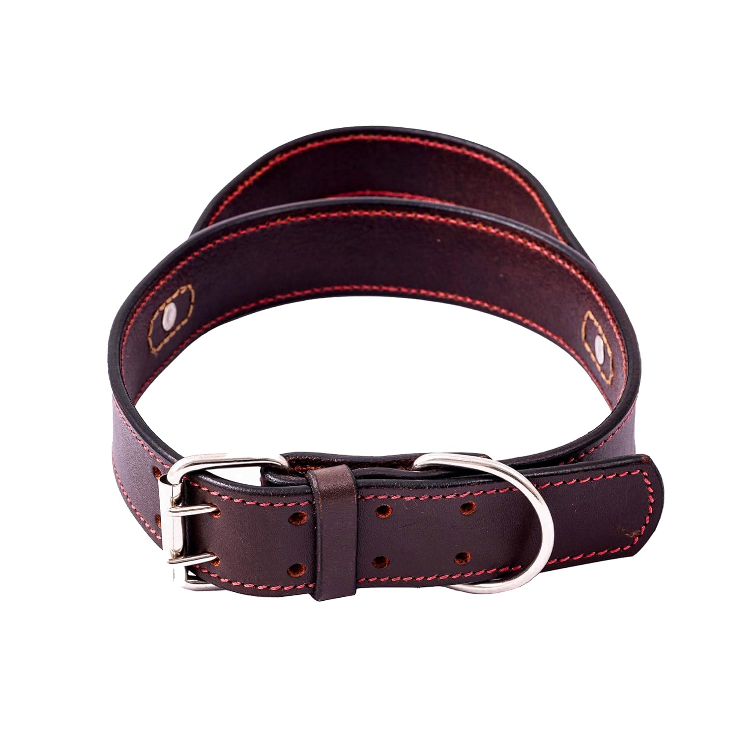 Adil’S Dog Genuine Leather Dog Collar with Strap Handle for Medium & Large Dogs, Adjustable Heavy Duty Handle Dog Collar with Double pin Buckle, Neck Size (12 to 26) inches, Brown