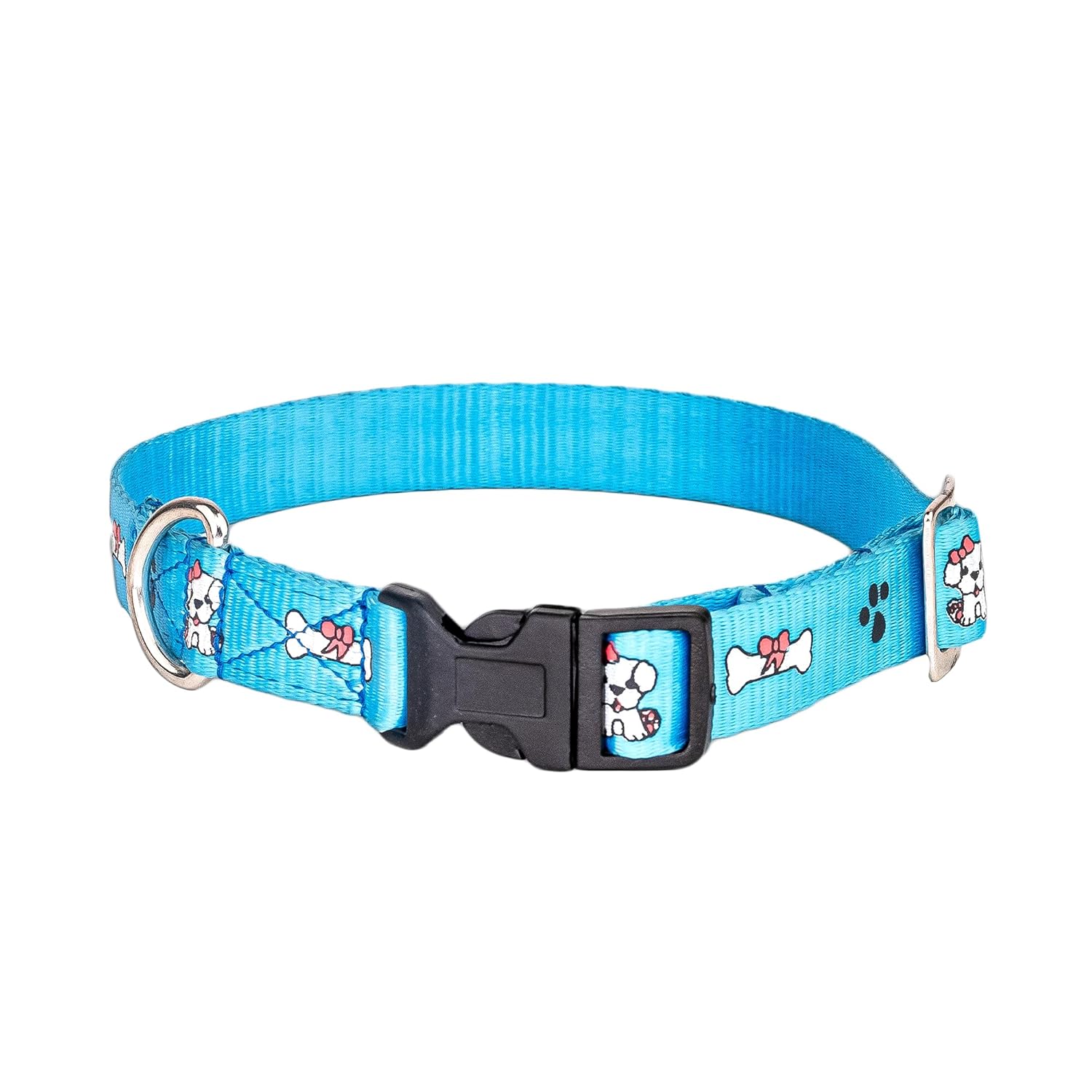 Adil’S Nylon Paw Print Dog Collar with Adjustable Quick Release Buckle & D-Ring for Leashes, 0.75in Width, Suitable for Small to Large Dogs, Size: XS, Green