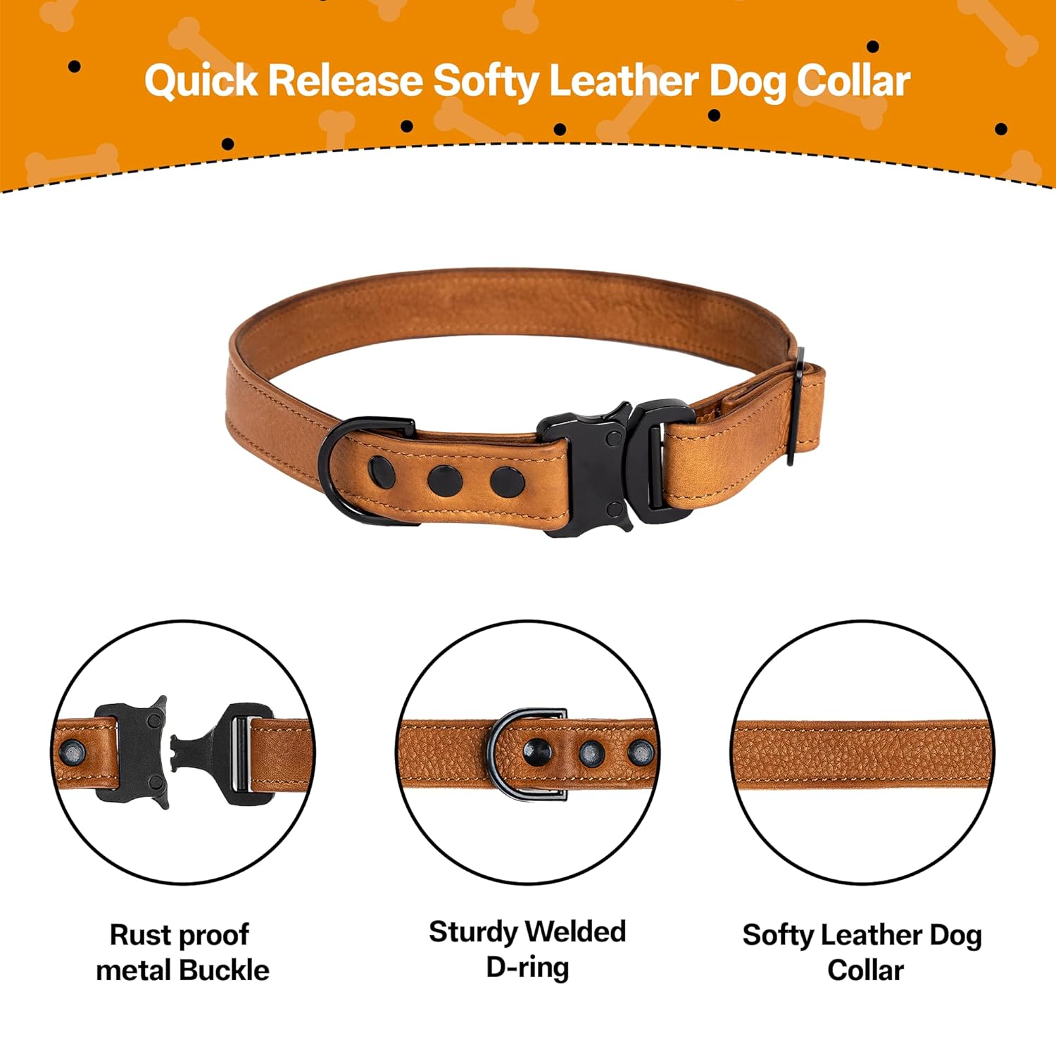 Adil’S Softy Leather Dog Collar 1inch, Dog Neck Belt for Medium to Large Pets – Leather Collars for Dog, Neck Adjustable 12-26 Inch