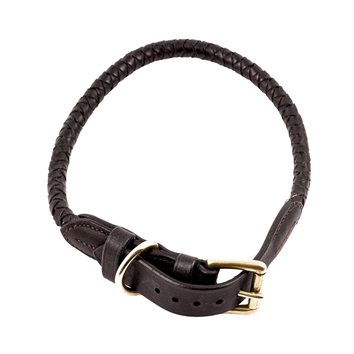 Braided Rolled Drum Dyed (DD) Leather Dog Collar