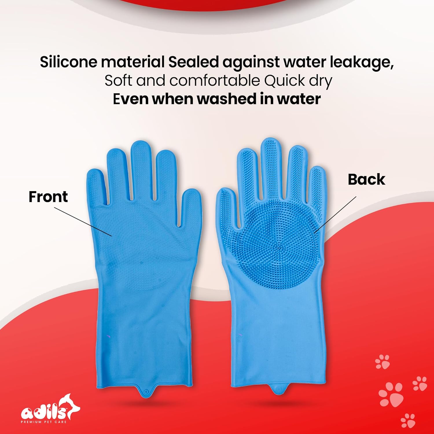 Adil’s Pet Grooming Gloves for Cats & Dogs – Waterproof Bathing, Massage, & Scrubbing Gloves (Pair of 1)