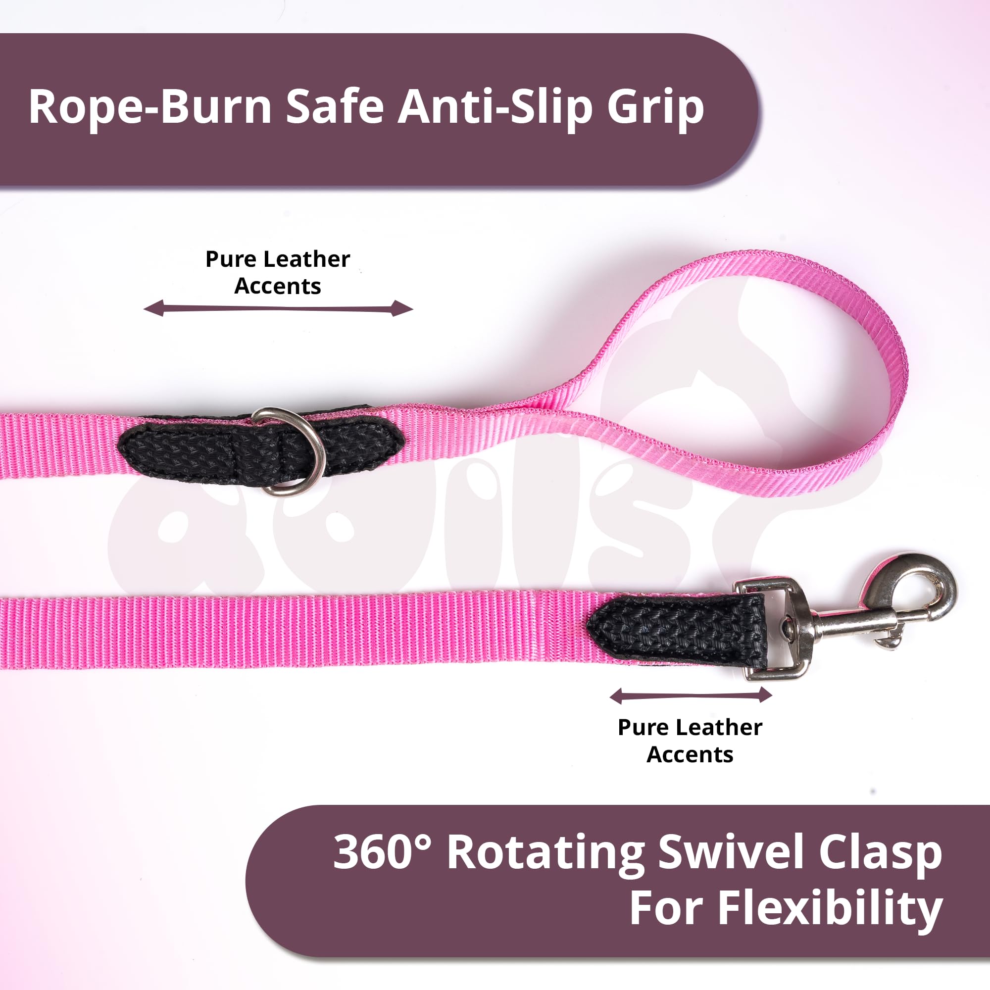 Adil’s 10FT Adjustable Dog Leash Features a Soft Leather Handle, Strong Nylon, and a 360° Swivel Hook—Durable, Comfy, and Ideal for Small to Large Dogs.