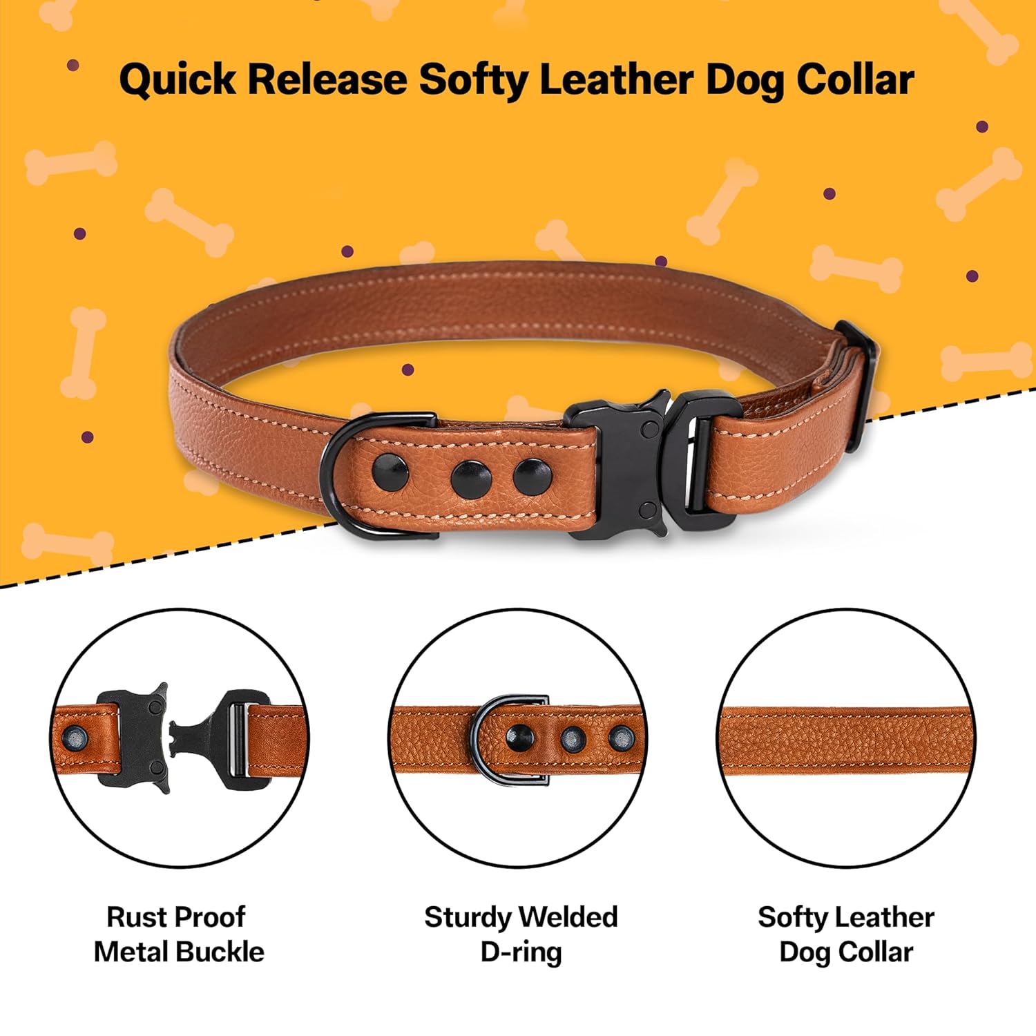 Adil's Softy Leather Dog Collar & Leash Set