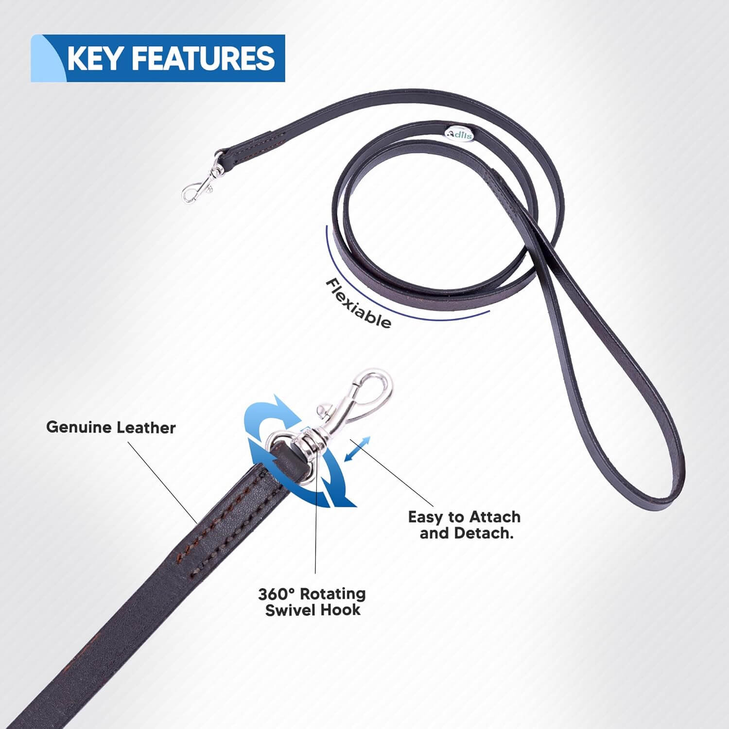 Adil’S Leather Cat Leash – Durable, Stylish & Comfortable Genuine Leather 4ft Long Leash with Secure Trigger Snap Hook for Safe Walks and Outdoor Adventures