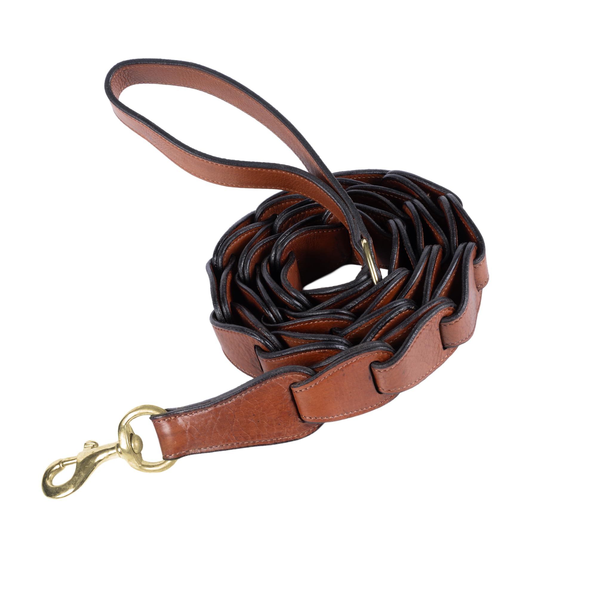 Adil's Premium Softy Leather Dog Leash 5ft Long 1 Inch Wide Braided Leash with Loop Handle 360° Golden Swivel Hook Strong D-Ring Durable Walking Training Lead for Small Medium Large Pets