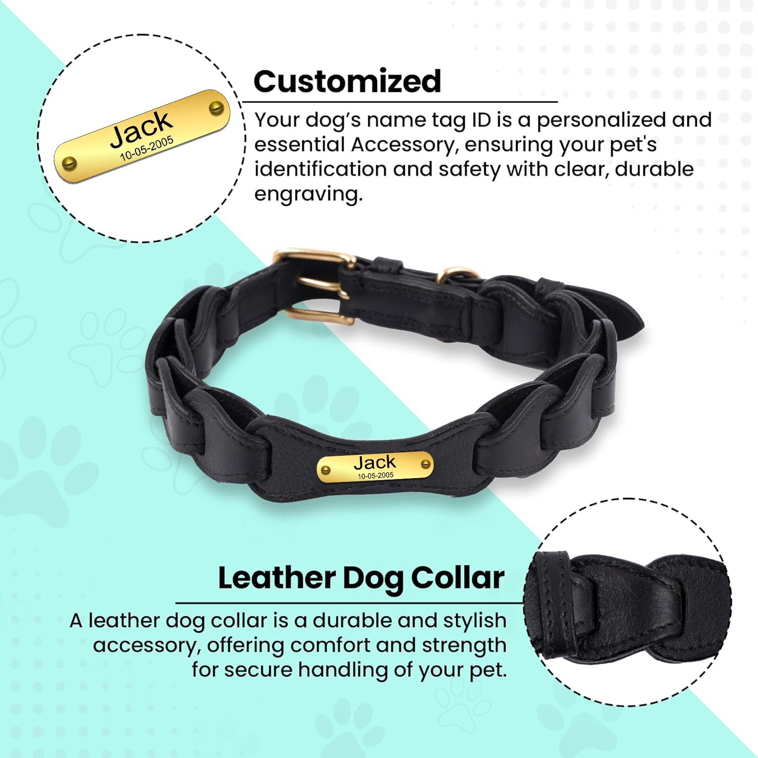 Adil’S Soft Leather Personalized Dog Collar for Large Medium Small Dogs Neck Collar with Personalized Dog Name in Neck Size 12 Inch to 26 Inch
