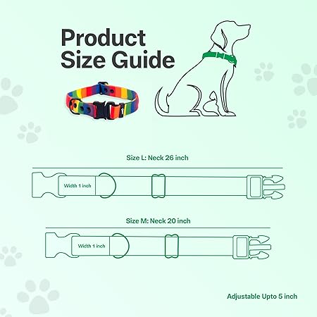 Adil’s Rainbow Biothane Dog Collar – Waterproof, Quick Release, Adjustable (M to L)