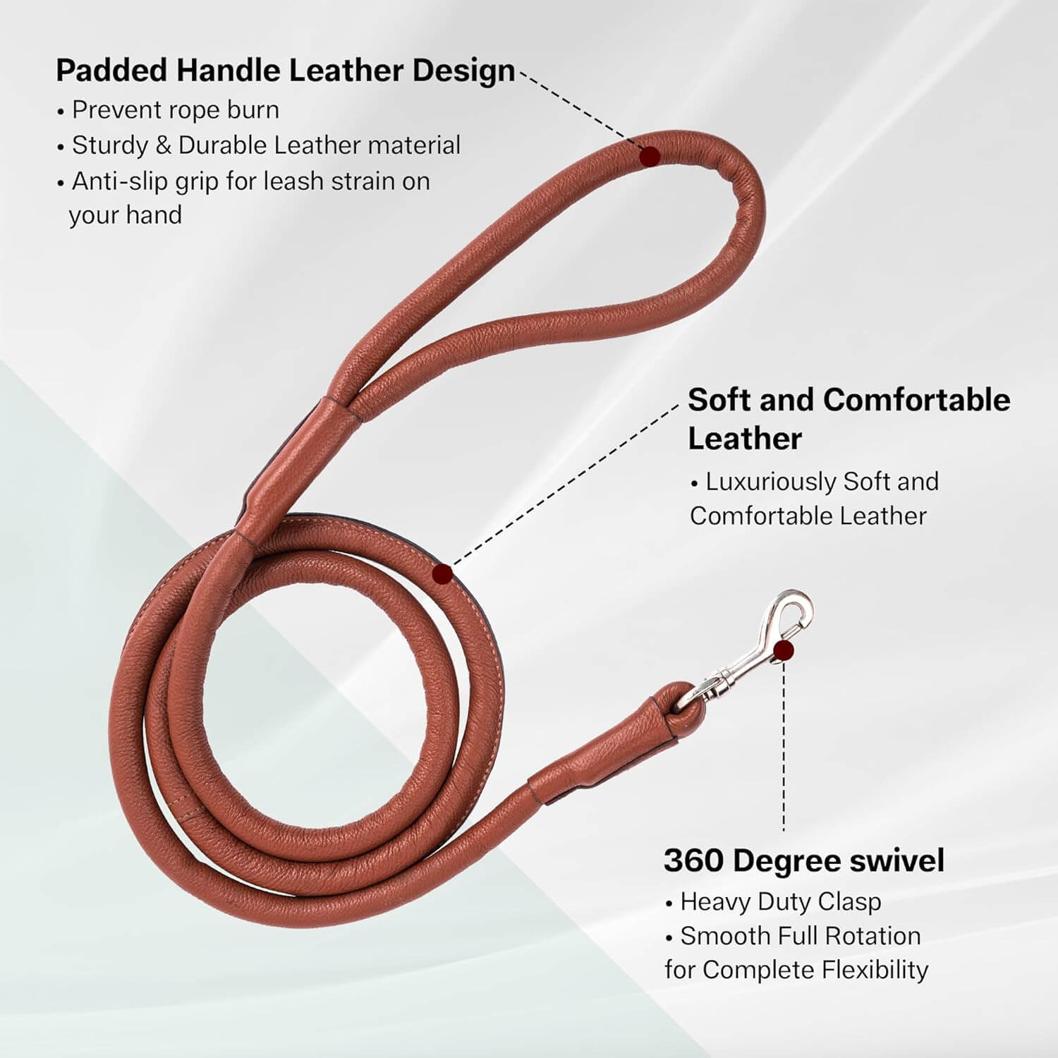Adil’S Premium Rolled NDM Softy Leather Dog Leashes - 5 Feet Length