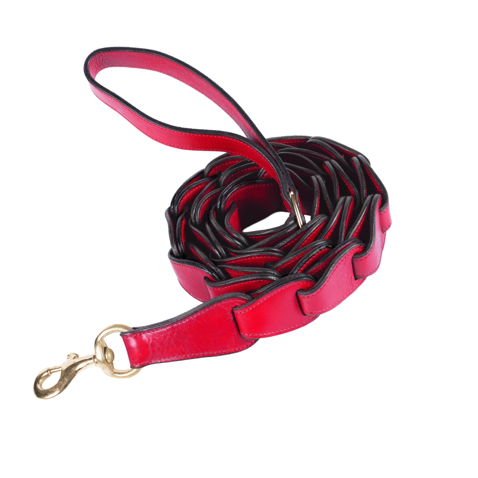 Adil's Premium Softy Leather Dog Leash 5ft Long 1 Inch Wide Braided Leash with Loop Handle 360° Golden Swivel Hook Strong D-Ring Durable Walking Training Lead for Small Medium Large Pets (Black)