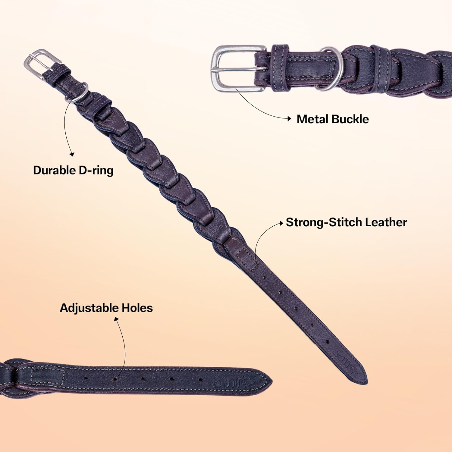 Adil’S Genuine Leather Loop Dog Collar – Handmade, Heavy-Duty, Soft Padded & Adjustable – Durable Braided Leather Collar Dogs