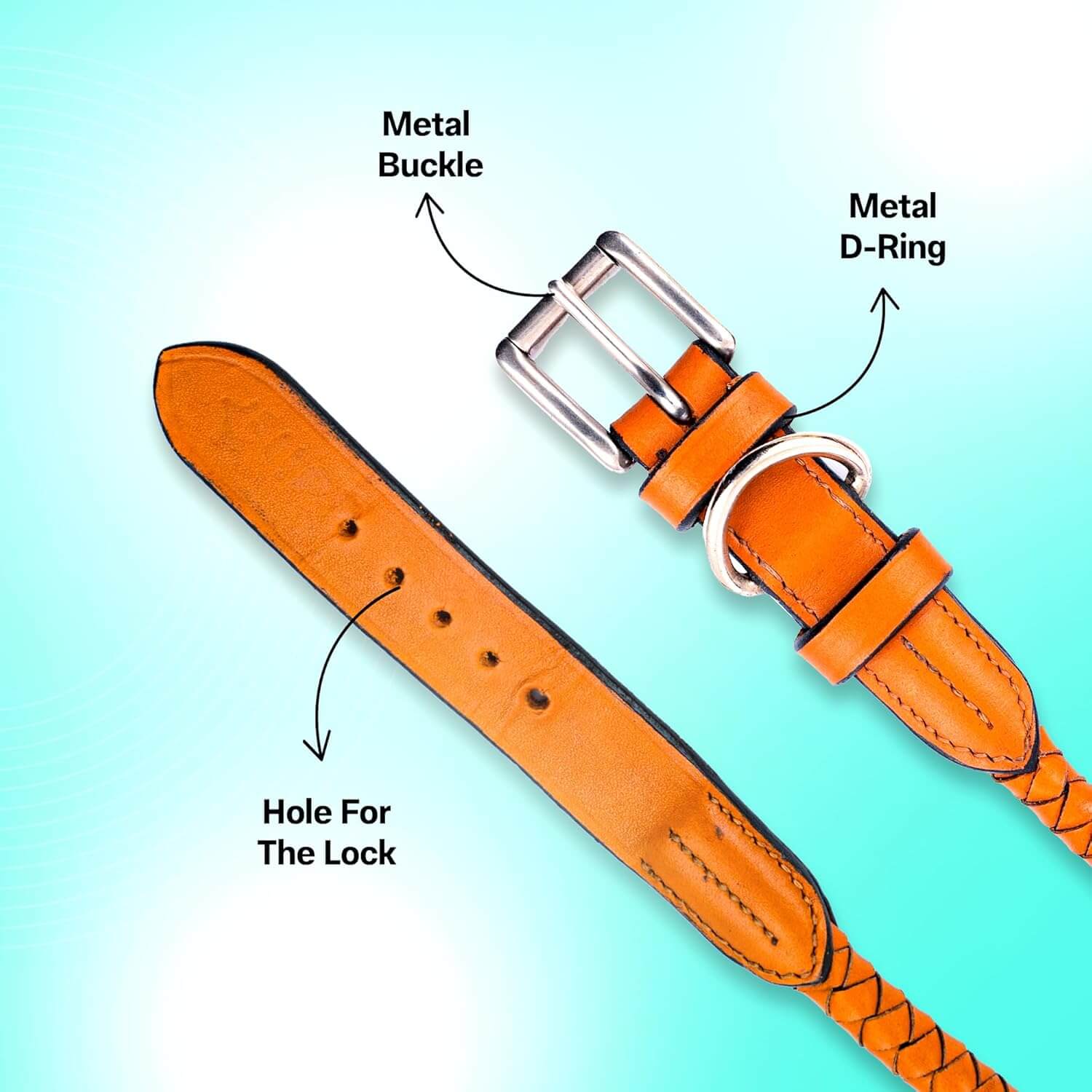 Braided Rolled Drum Dyed (DD) Leather Dog Collar & Leash