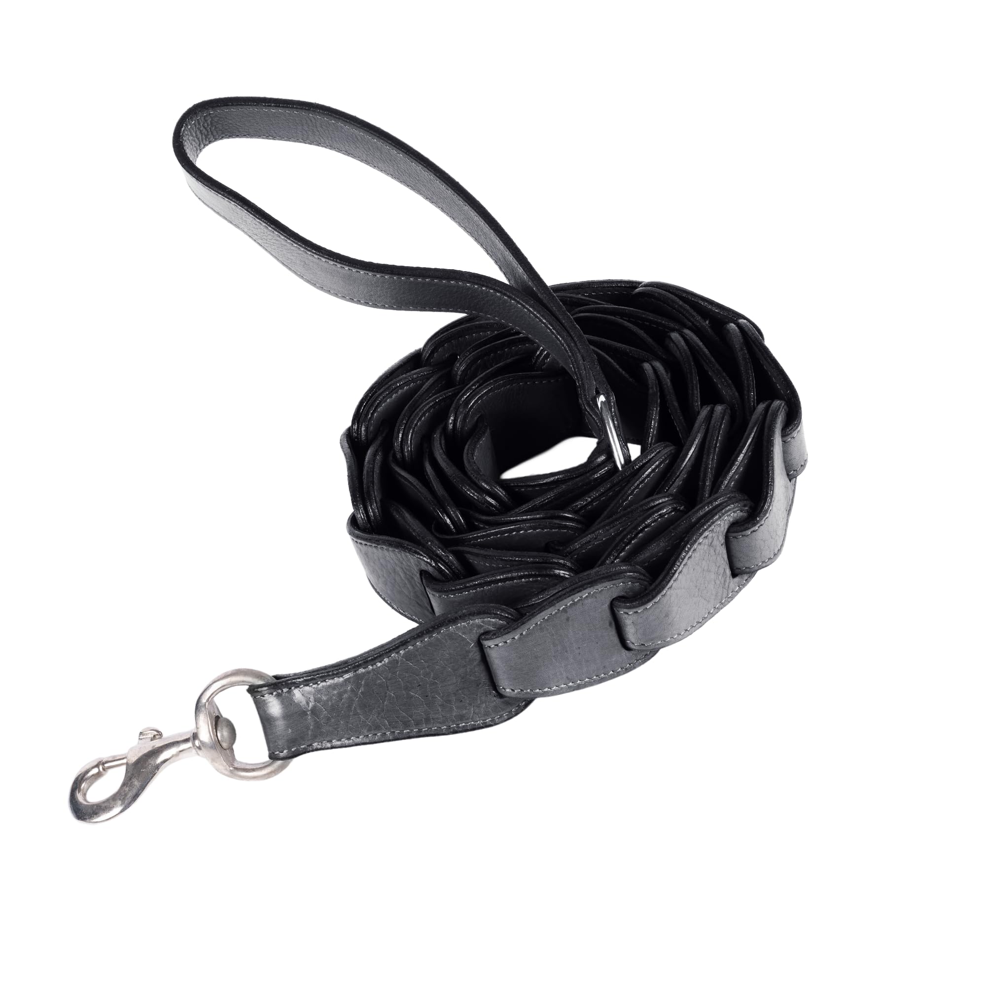 Adil's Premium Softy Leather Dog Leash 5ft Long 1.5 Inch Wide Braided Leash with Loop Handle 360° Swivel Hook Strong D-Ring Durable Walking Training Lead for Small Medium Large Pets (Black)
