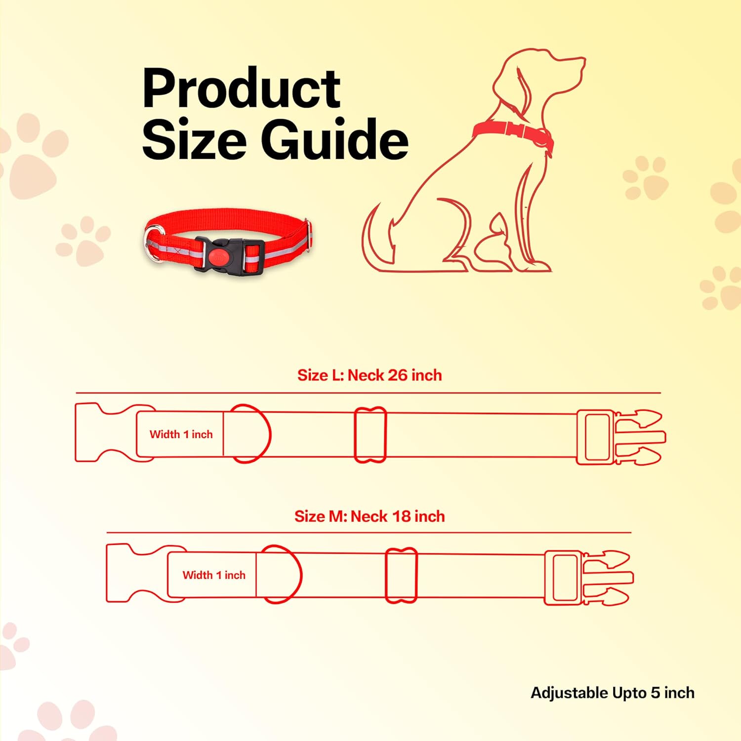 Nylon Reflective Dog Collar 1 inch Width - Adjustable Heavy Duty Pet Collars with Quick Release Buckle & D-Ring for leashes