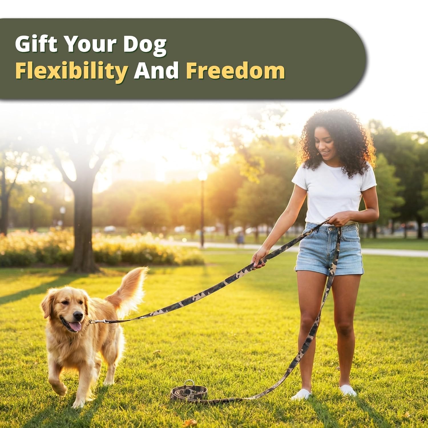 Adil’s Nylon Adjustable Dog Leash in Army Print with Soft Leather Handle, Heavy-Duty Strap & 360° Swivel Hook – Durable Training & Walking Leash for Small, Medium & Large Pets.