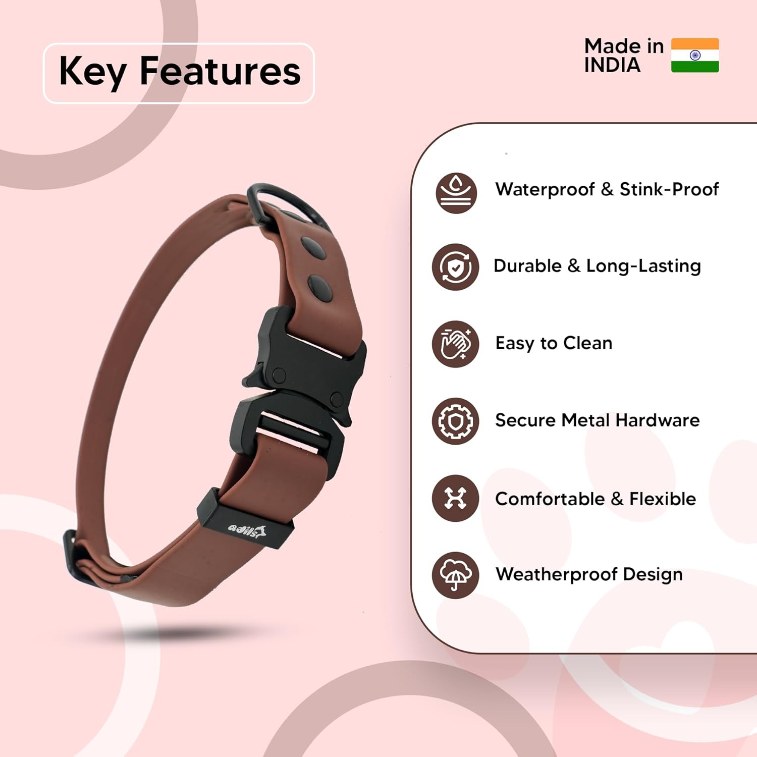 Adil’S Biothane Dog Collar - Waterproof Heavy Duty Dog Collars with Quick Release Buckle & D-Ring