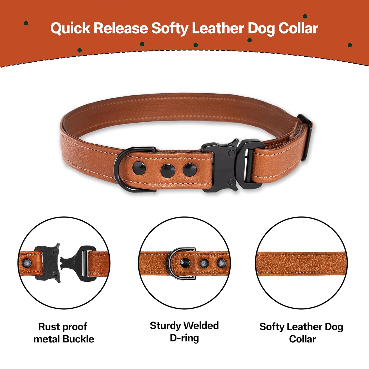Adil’S Softy Leather Dog Collar 1inch, Dog Neck Belt for Medium to Large Pets – Leather Collars for Dog, Neck Adjustable 12-26 Inch