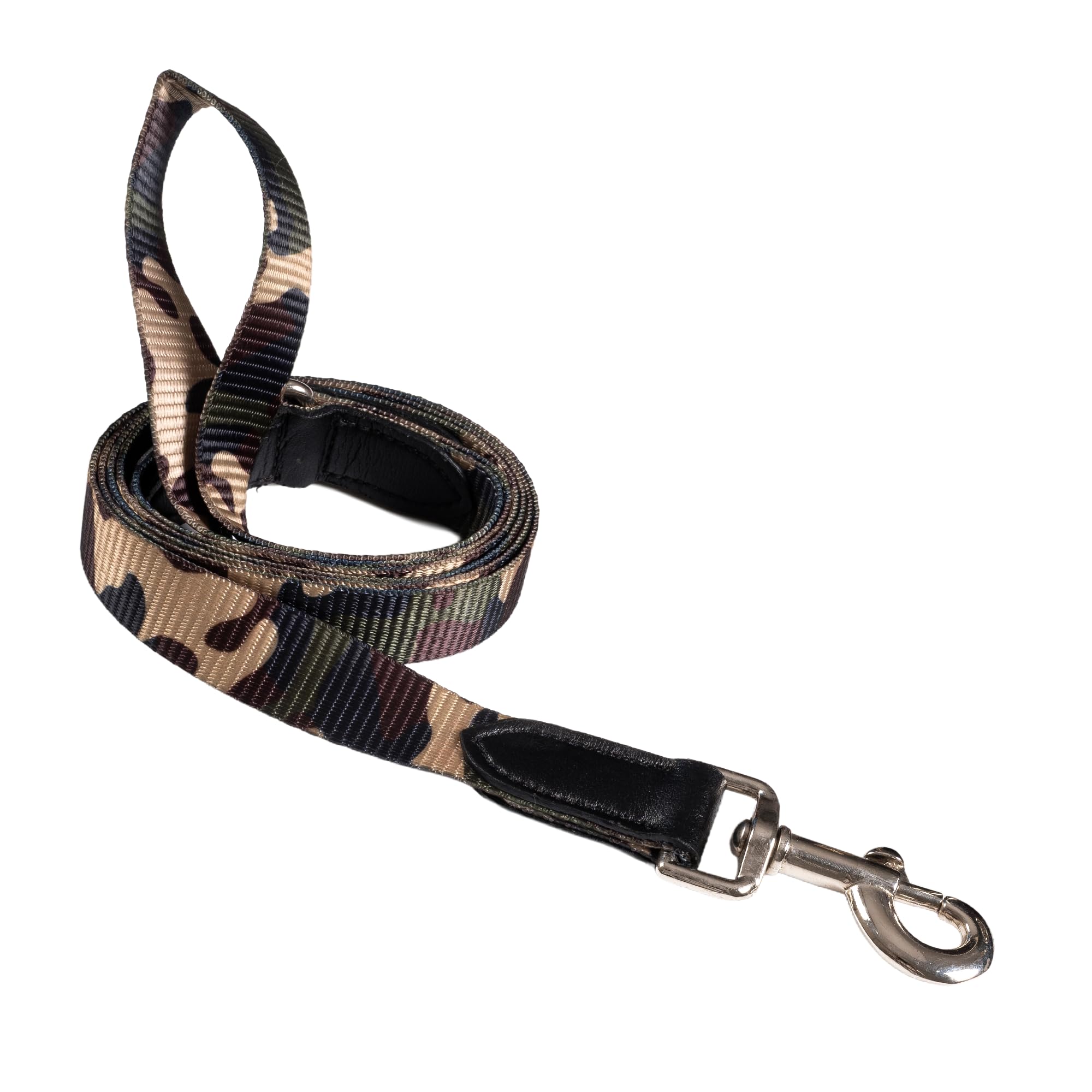 Adil’s Nylon Adjustable Dog Leash in Army Print with Soft Leather Handle, Heavy-Duty Strap & 360° Swivel Hook – Durable Training & Walking Leash for Small, Medium & Large Pets. (Army Print, 5 ft)