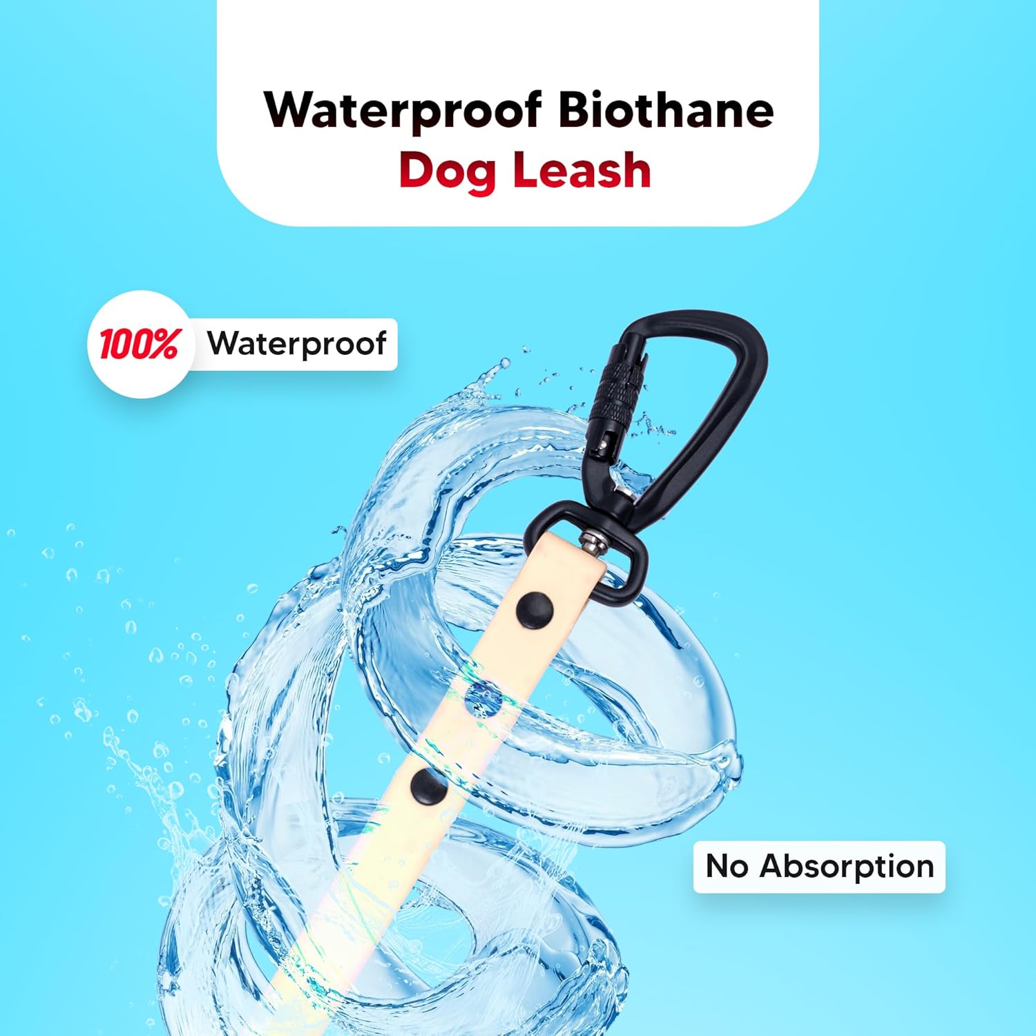 Adil’s Biothane Dog Leash - Waterproof Leashes for Dogs, Metal Hook, Adjustable 5ft Length Suitable for Dogs & Puppies, Ideal for Walking, Running & Training