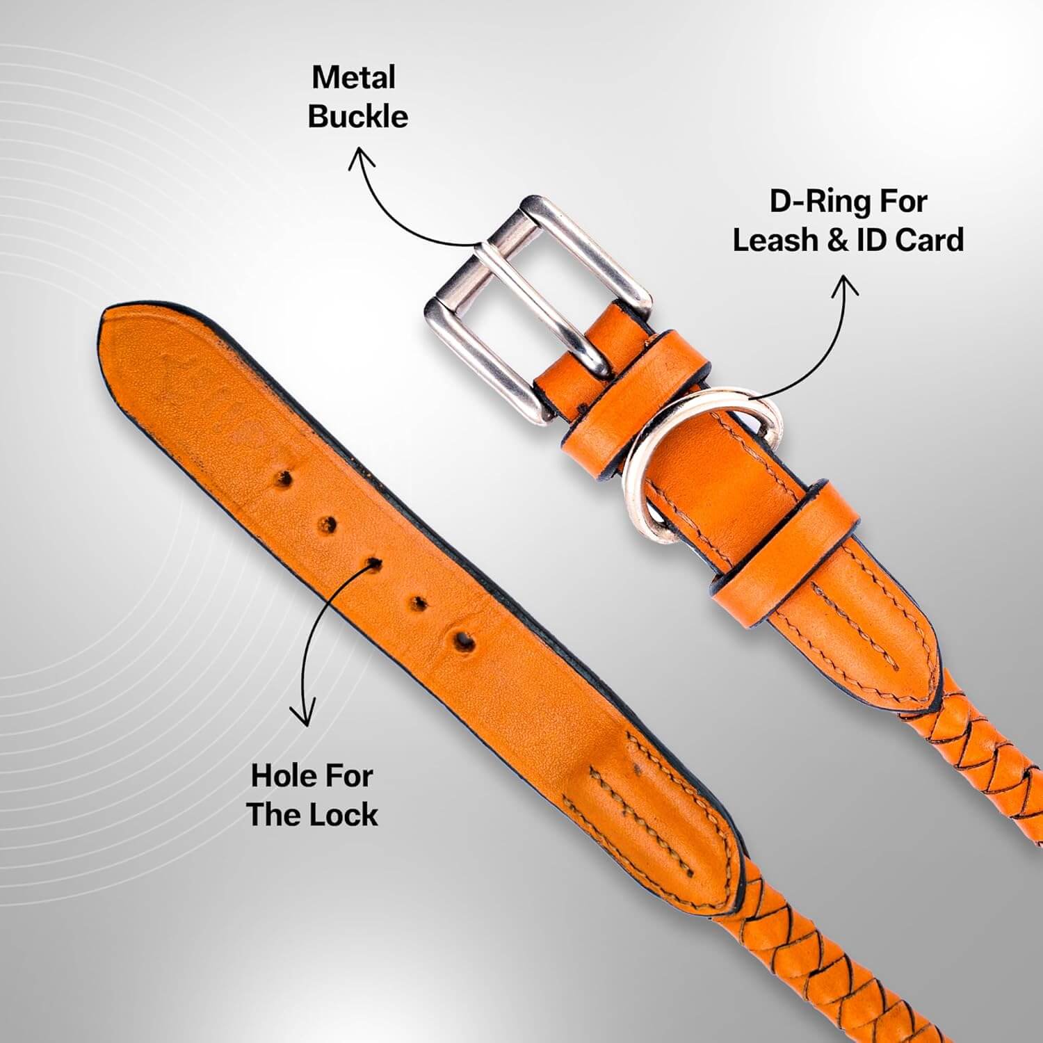 Braided Rolled Drum Dyed (DD) Leather Dog Collar