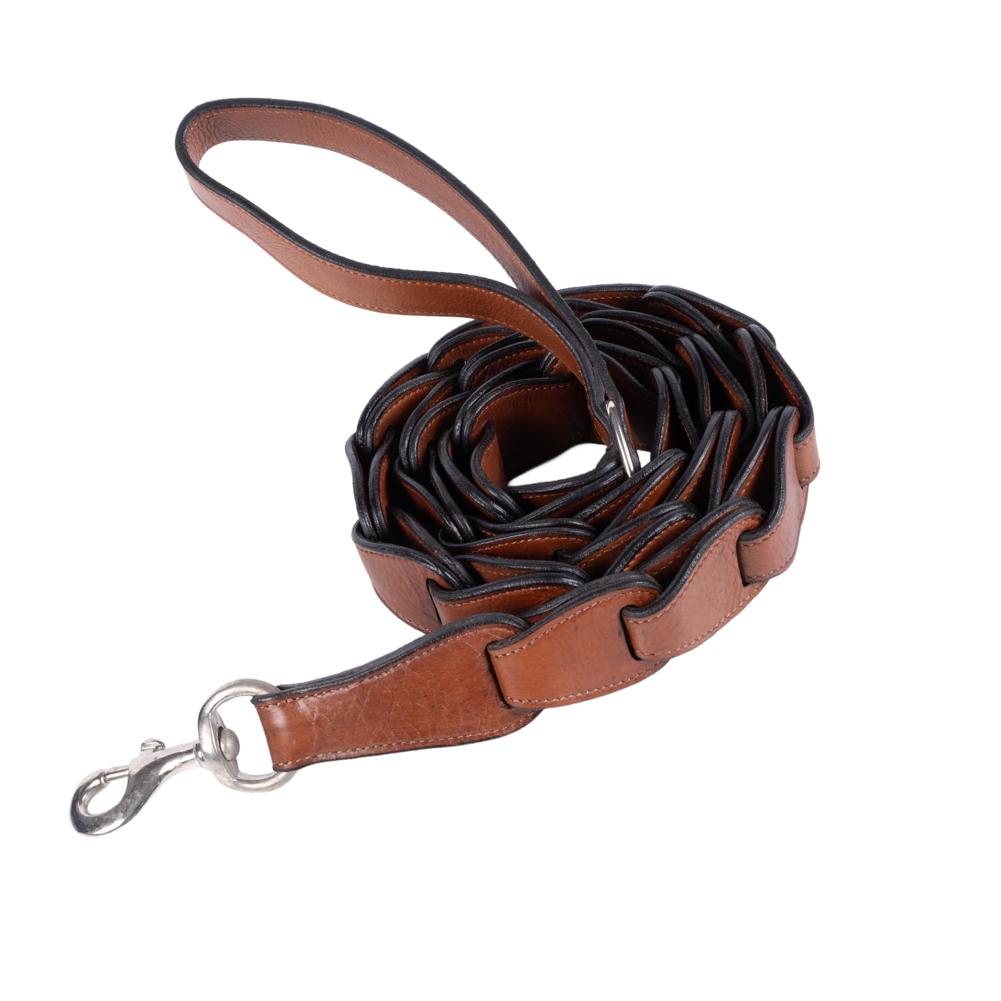 Adil's Premium Softy Leather Dog Leash 5ft Long 1.5 Inch Wide Braided Leash with Loop Handle 360° Swivel Hook Heavy Duty D-Ring Durable Walking Training Lead for Small Medium Large Pets