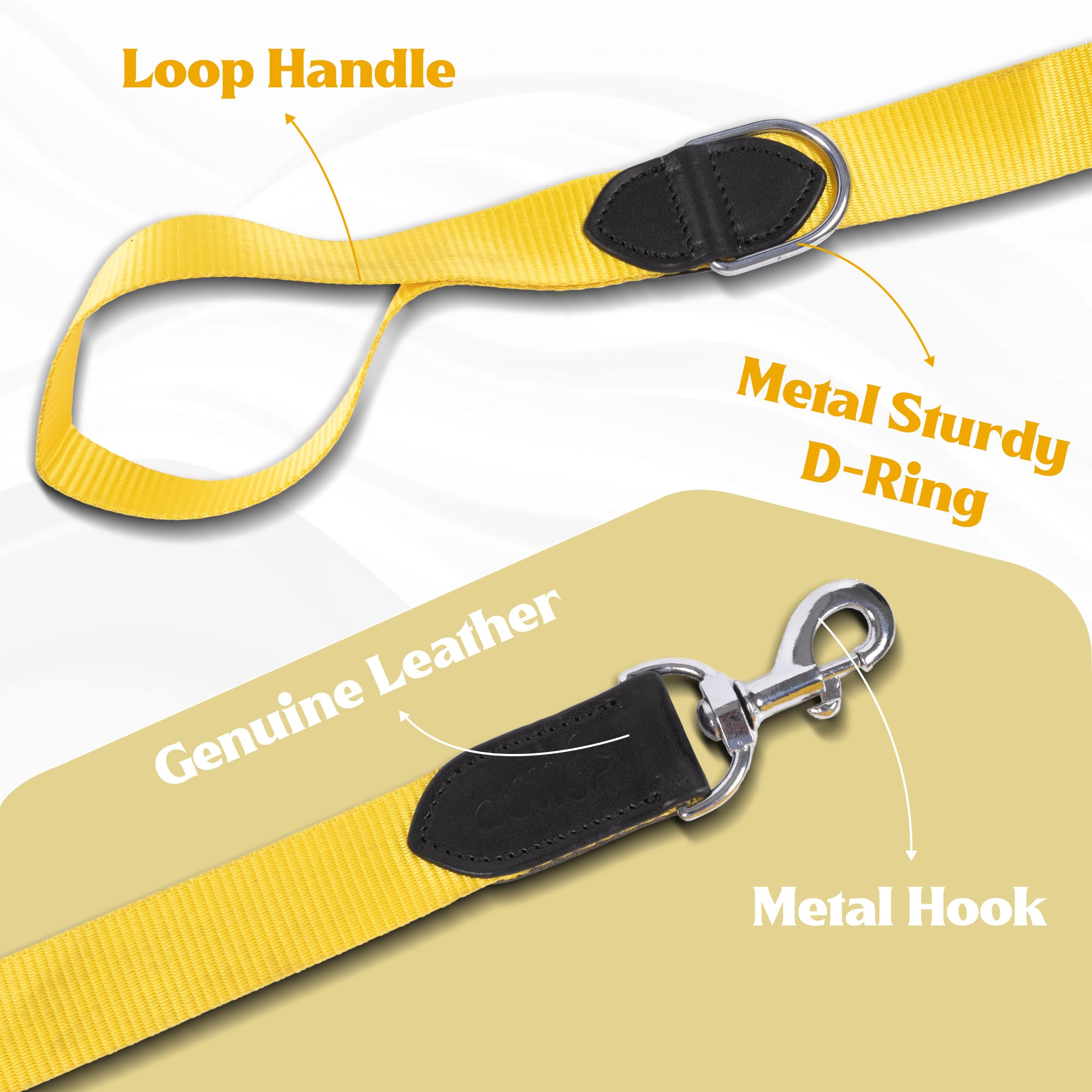 ADIL's Nylon Dog Leash, Heavy Duty Walking Lead with 360° Swivel Metal Hook 1.5 Inch Wide Durable Training Cord with Comfortable Loop Handle for Medium Large Dogs