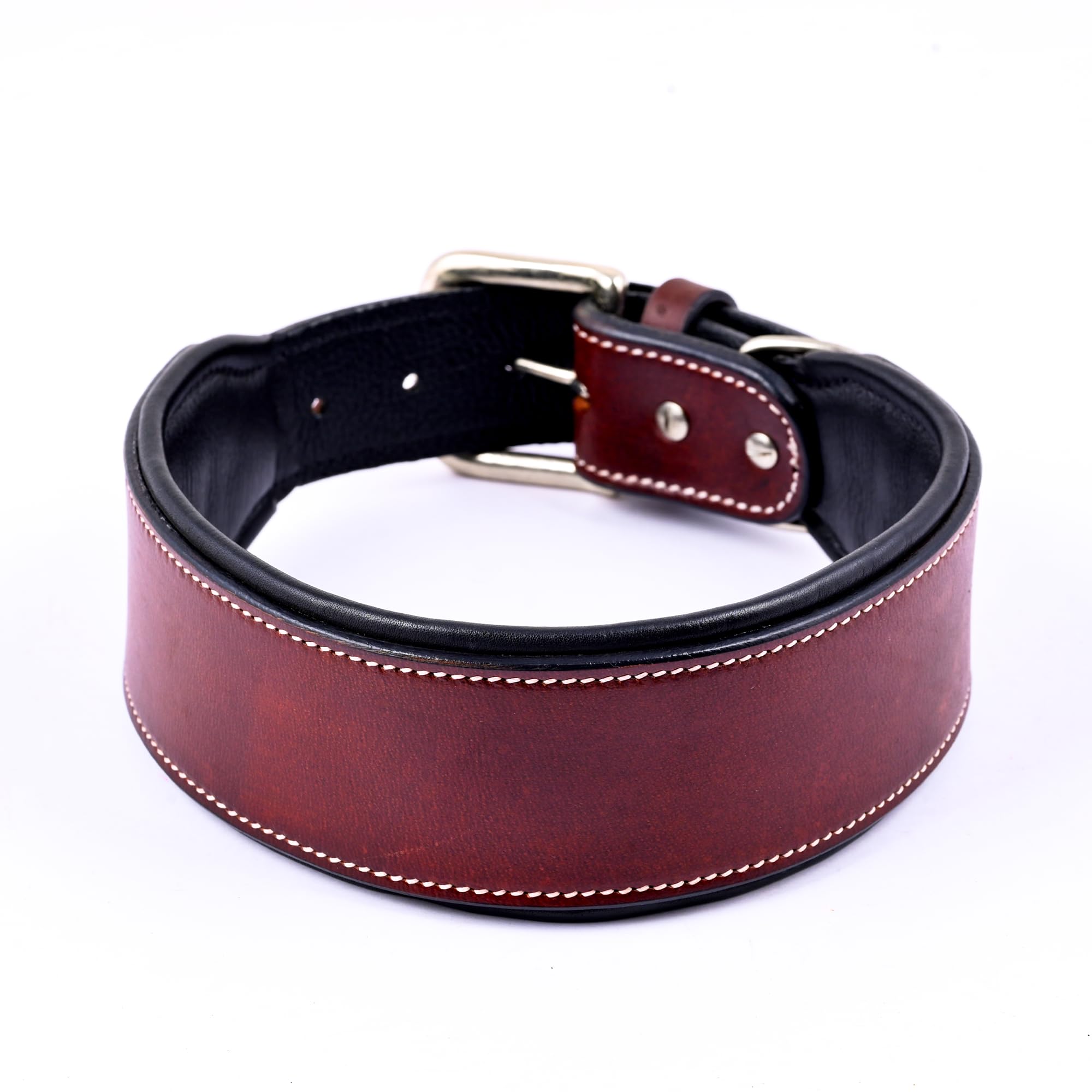Handmade Leather Plain Dog Collar, Adjustable Leather Dog Collar with Strong Metal Buckle