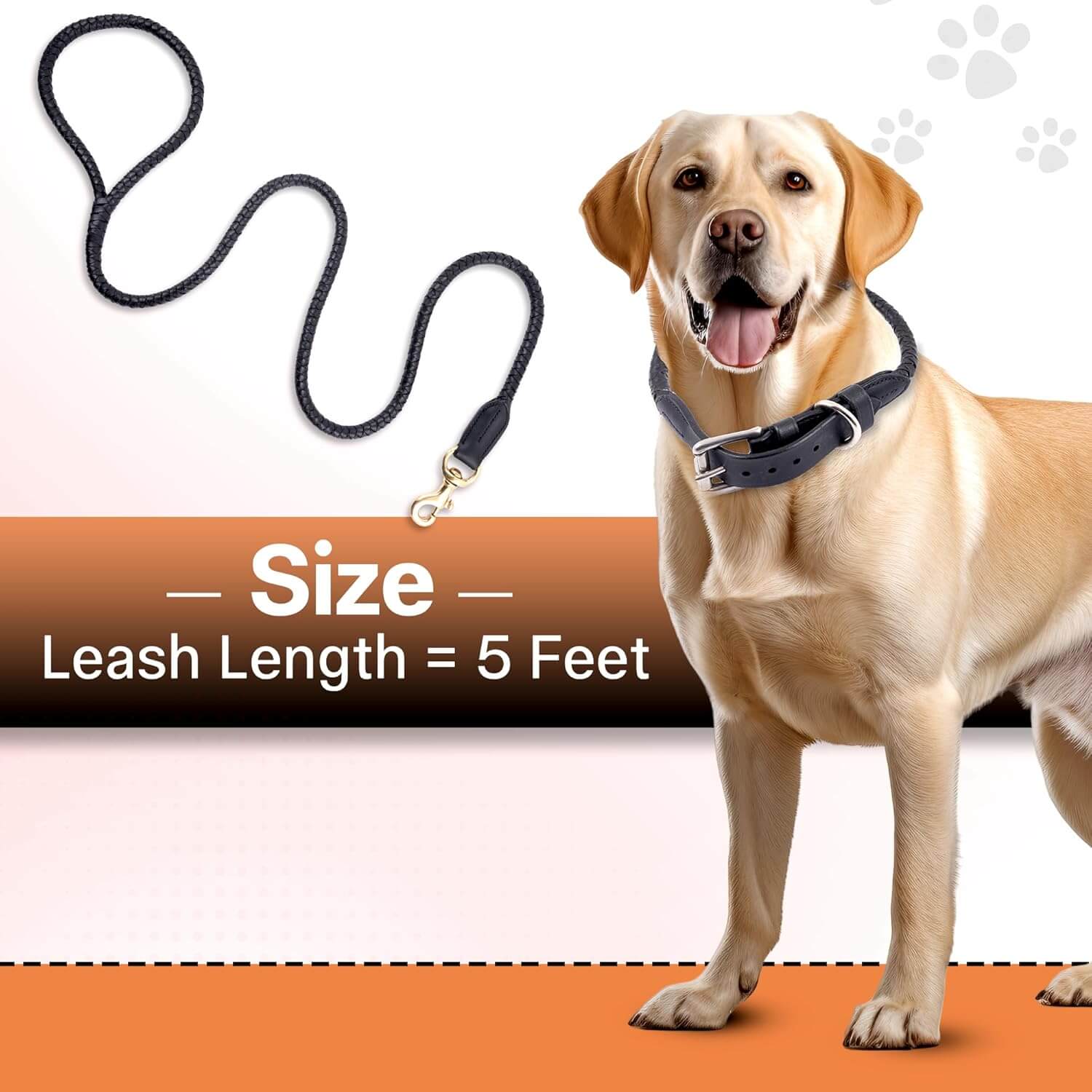 Adil’S Braided Rolled Drum Dyed Leather Dog Leash with 360 Degree Rotating Clasp 5 FT Long, Non-Slip Grip Handle, Suitable for Large & Medium Dogs