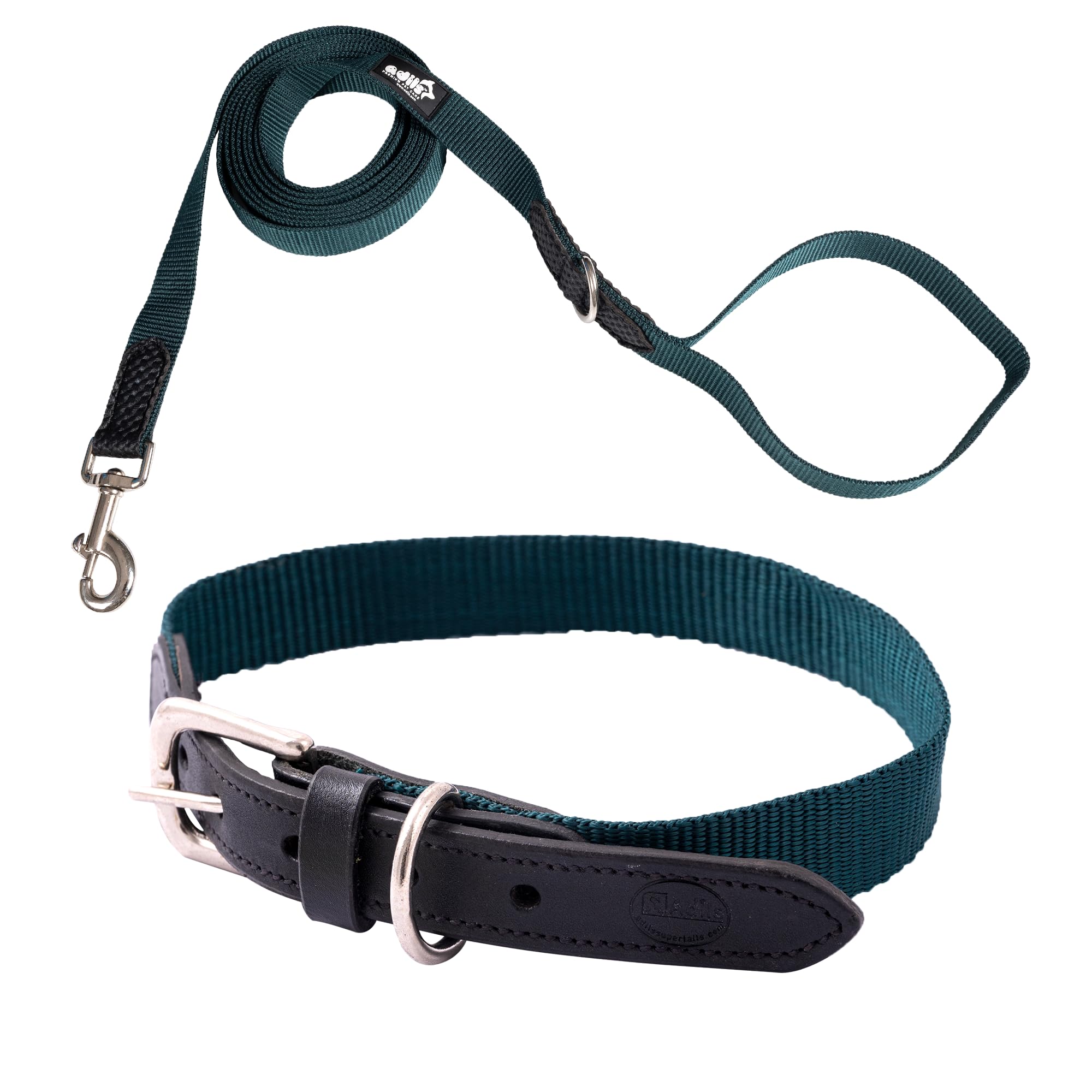 Adil’s Adjustable Plain Nylon with Leather Dog Collar & Leash Combo – Reinforced with Metal Buckle, 360° Swivel Hook, D-Ring & 10ft Leash for Small, Medium & Large Dogs (Purple, Small)