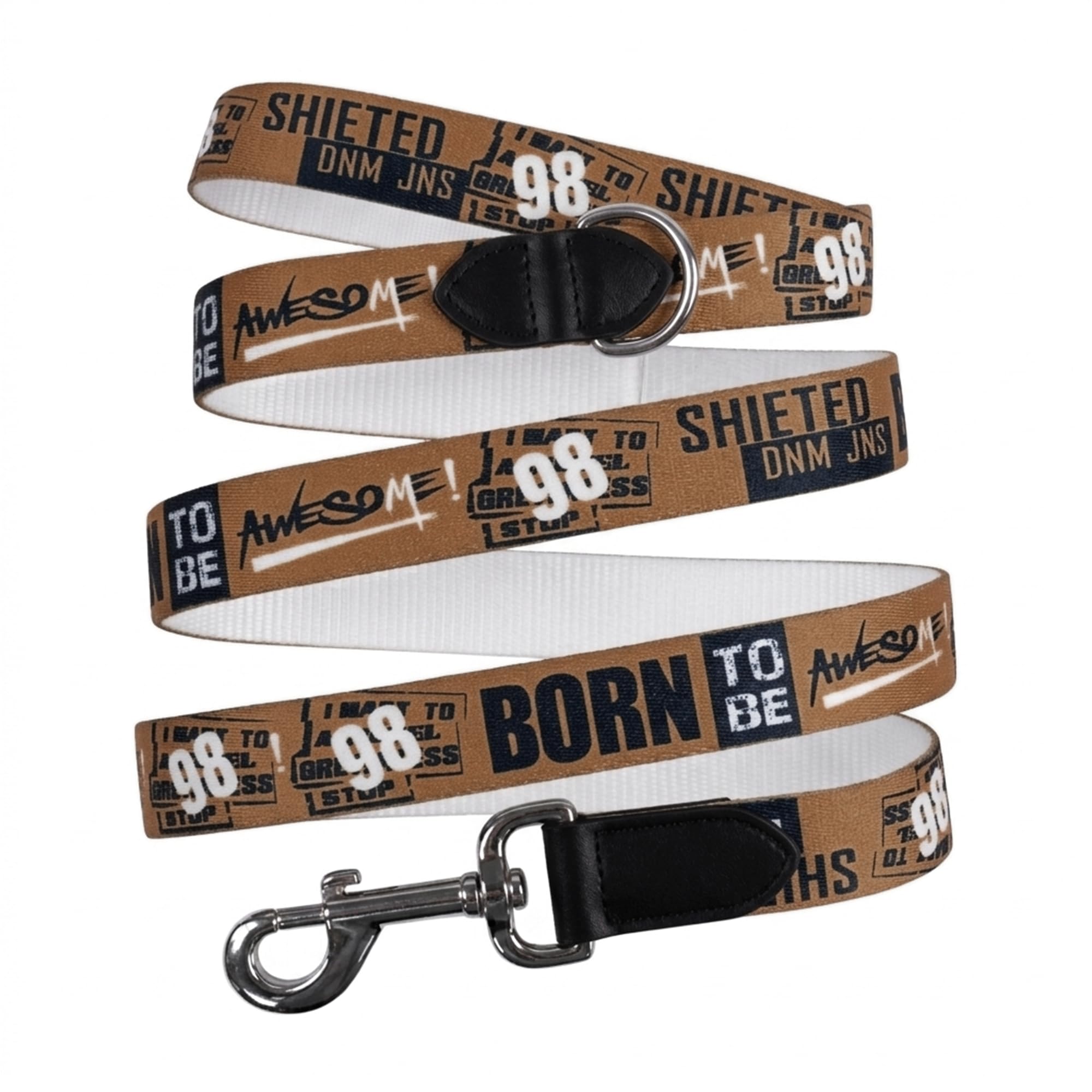 ADIL's Handcrafted Cotton Dog Leash – Premium Graffiti Printed Webbing Pet Walking Lead with Soft Loop Handle 360° Chrome Swivel Hook Strong Metallic D-Ring for Small Medium Large Dogs, 5ft