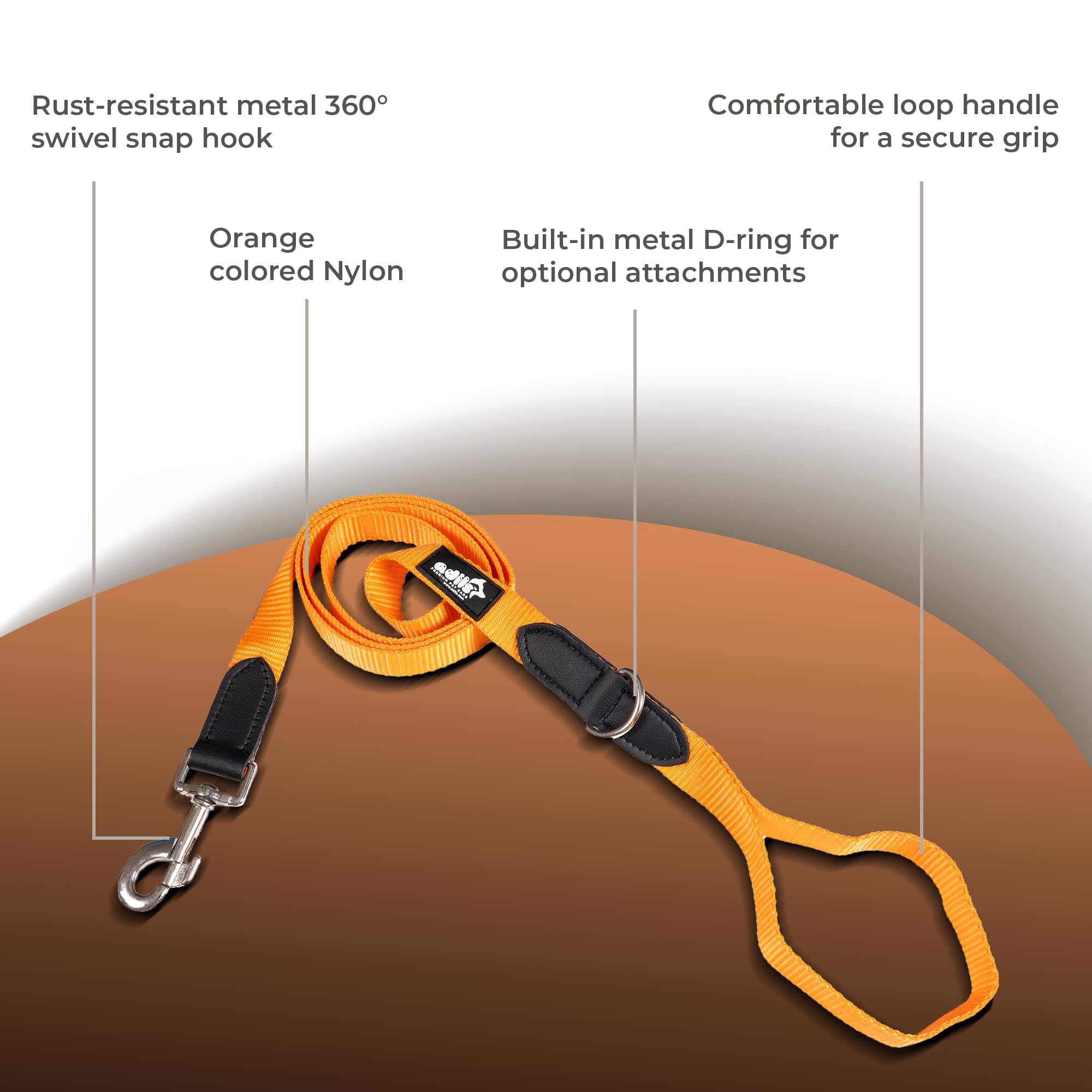 Adil’s 5FT Adjustable Nylon Dog Leash with Soft Leather Handle – Durable Long Lead with 360° Swivel Hook – Strong, Tangle-Free Leash for Walking & Training Small, Medium & Large Dogs