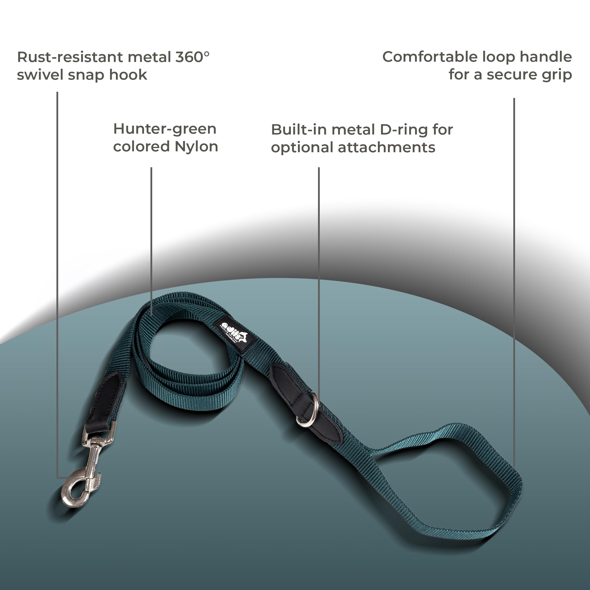 Adil’s 5FT Adjustable Nylon Dog Leash with Soft Leather Handle – Durable Long Lead with 360° Swivel Hook – Strong, Tangle-Free Leash for Walking & Training Small, Medium & Large Dogs