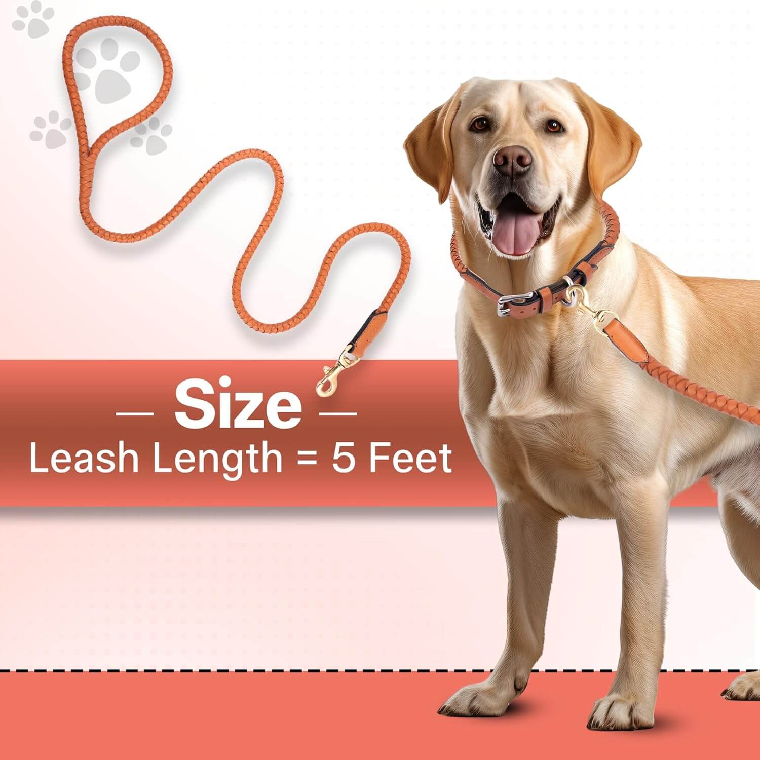 Adil’S Braided Rolled Drum Dyed Leather Dog Leash with 360 Degree Rotating Clasp 5 FT Long, Non-Slip Grip Handle, Suitable for Large & Medium Dogs