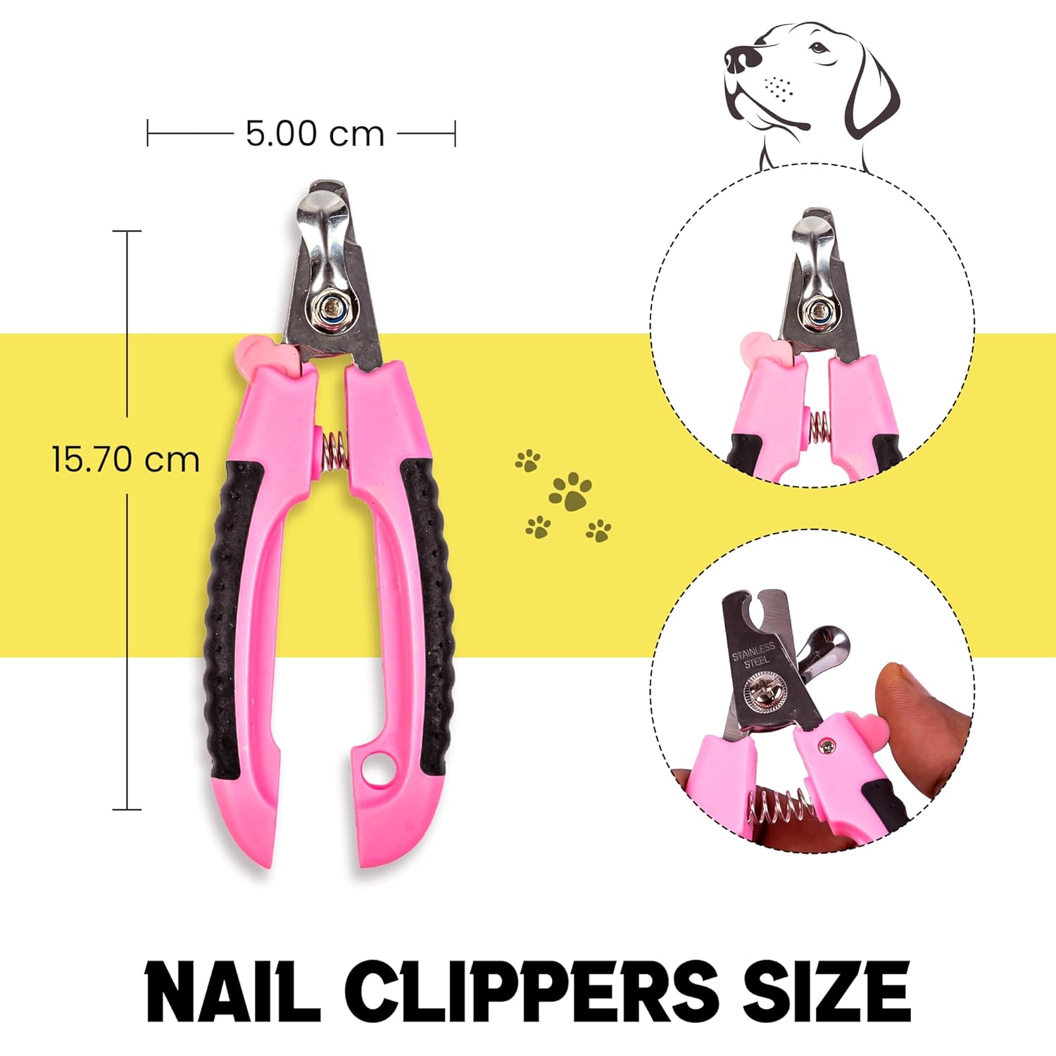 Adil’s Dog Nail Clipper - Pet Nail Trimmer with Safety Guard - Nail Cutter for Dogs & Cats, Stainless Steel Blades, Non-Slip Rubber Handle Grooming Tool for Pets