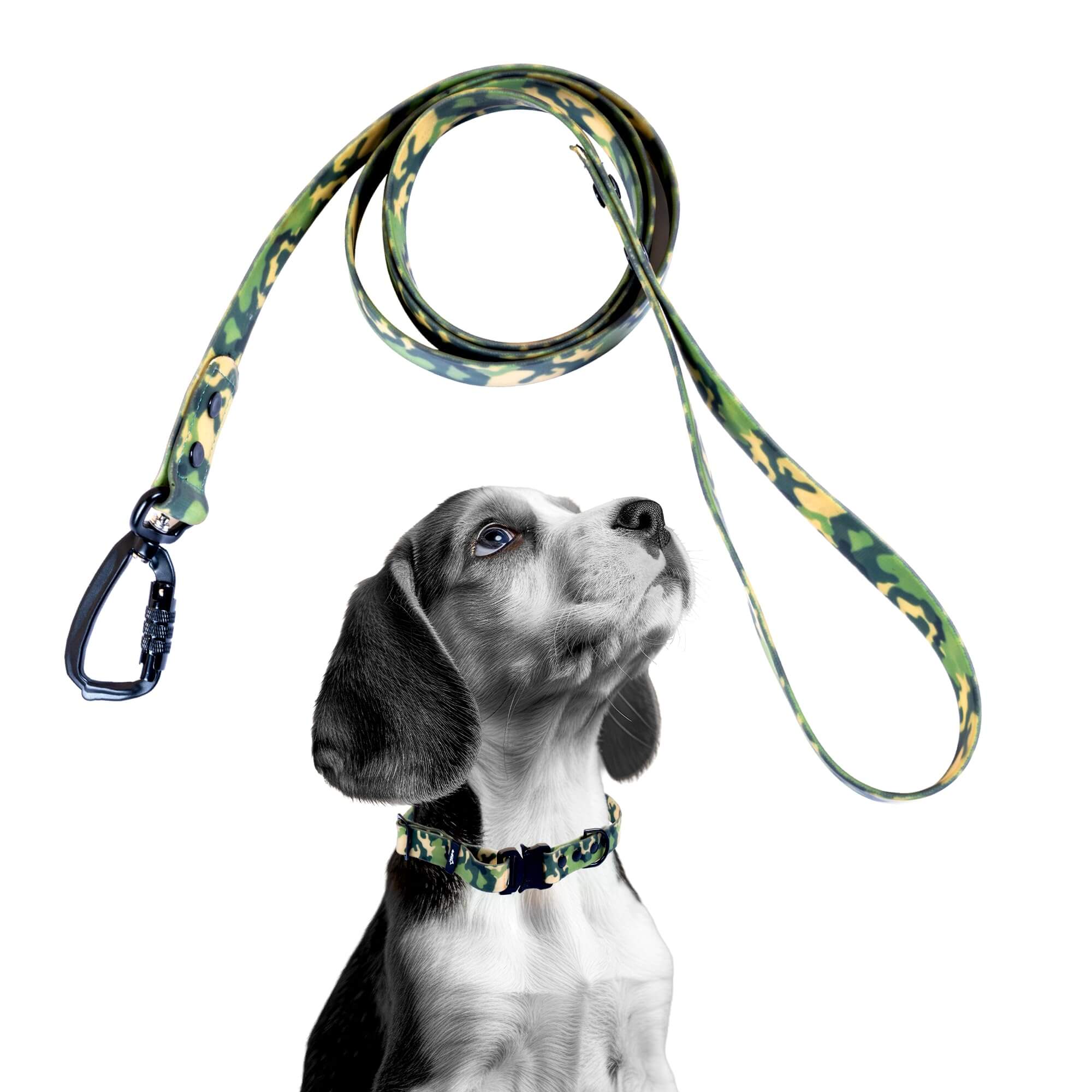 Army Print Biothane Leash - Waterproof Leashes for Dogs, Metal Hook, Adjustable 5ft Length Suitable for Dogs & Puppies, Ideal for Walking, Running & Training (Green)