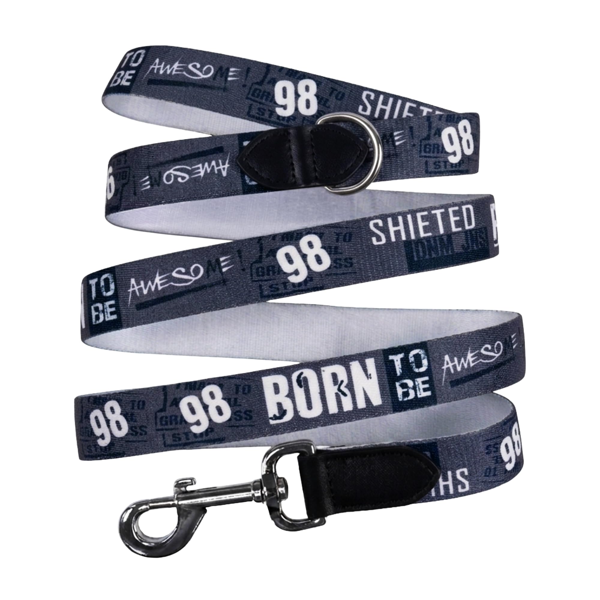 ADIL's Handcrafted Cotton Dog Leash – Premium Graffiti Printed Webbing Pet Walking Lead with Soft Loop Handle 360° Chrome Swivel Hook Strong Metallic D-Ring for Small Medium Large Dogs, 5ft (Black)