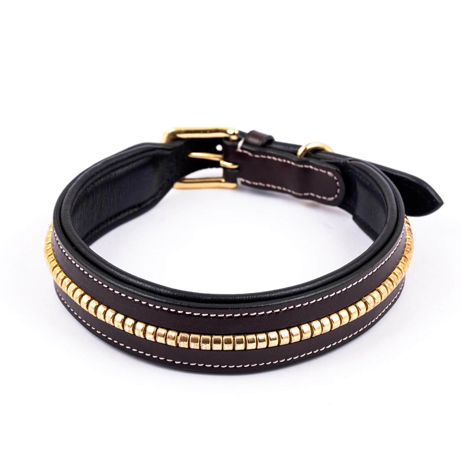 Adil's Genuine Leather 1.5" Mid Chain Dog Collar for Medium to Large Dogs