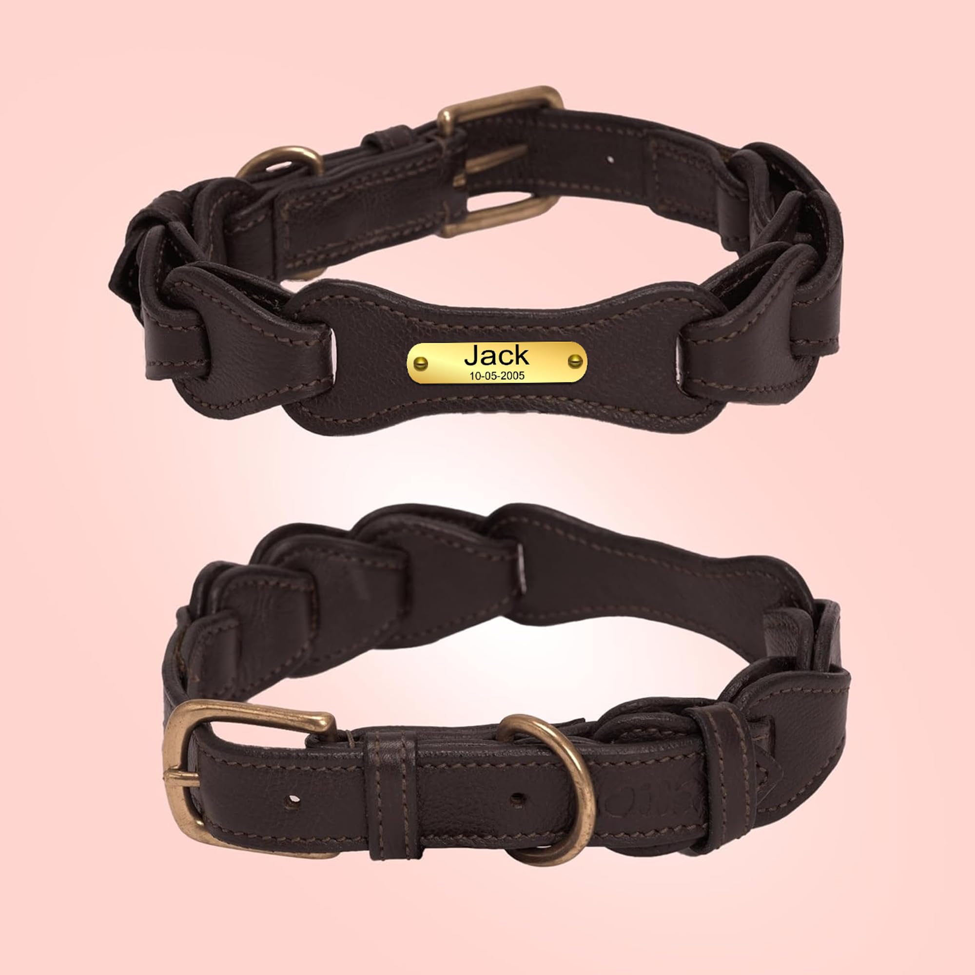 Adil’S Soft Leather Personalized Dog Collar for Large Medium Small Dogs Neck Collar with Personalized Dog Name in Neck Size 12 Inch to 26 Inch