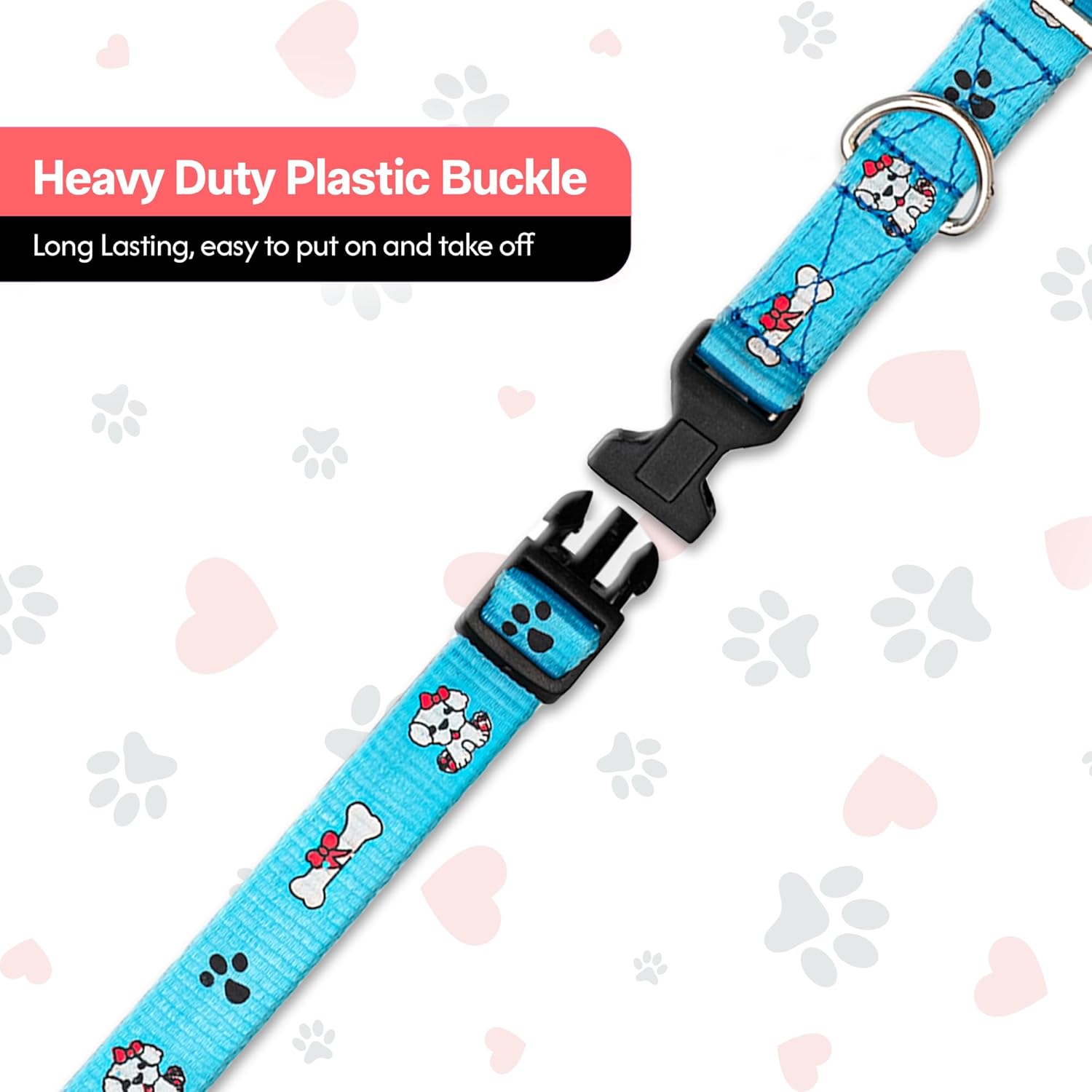 Adil’S Nylon Paw Print Dog Collar with Adjustable Quick Release Buckle & D-Ring for Leashes, 0.75in Width, Suitable for Small to Large Dogs, Size: XS, Green