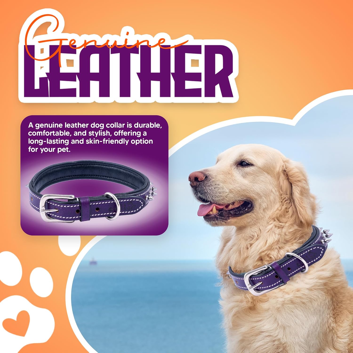 Adil’S Leather Spike Dog Collar for Small, Medium & Large Dogs with Strong Metal D-Ring, Adjustable Collar fits All Neck Size, 1” Width