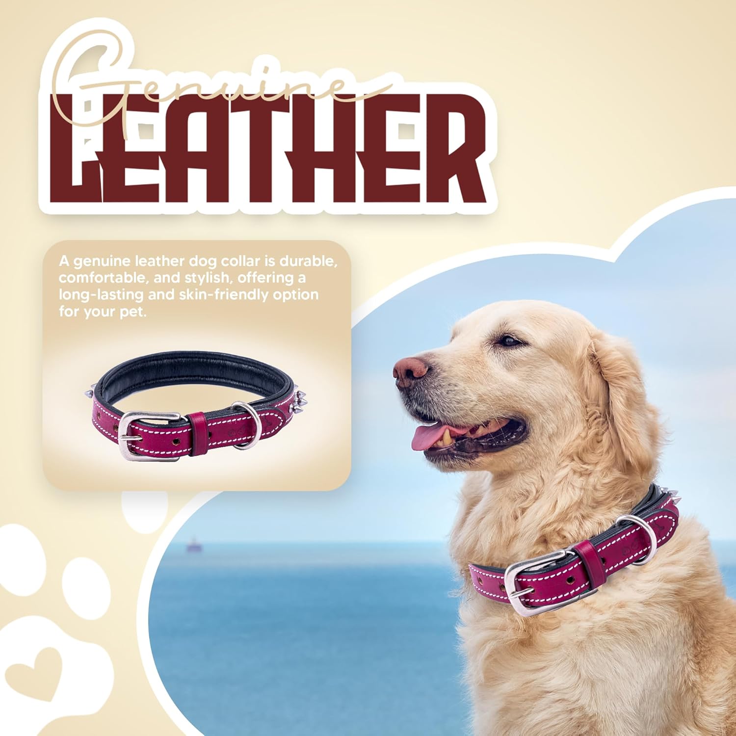 Adil’S Leather Spike Dog Collar for Small, Medium & Large Dogs with Strong Metal D-Ring, Adjustable Collar fits All Neck Size, 1” Width