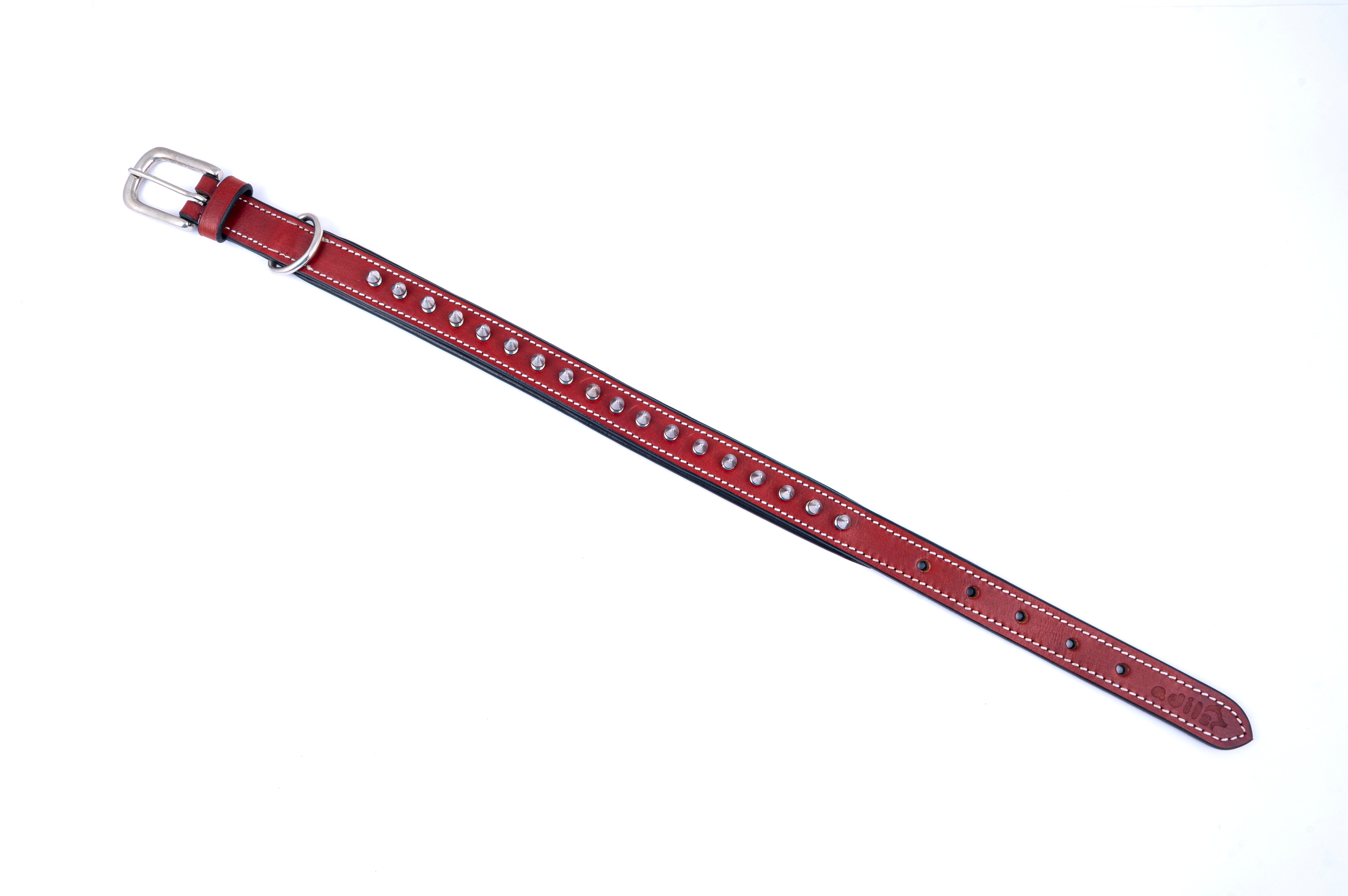 Adil’S Leather Spike Dog Collar for Small, Medium & Large Dogs with Strong Metal D-Ring, Adjustable Collar fits All Neck Size, 1” Width