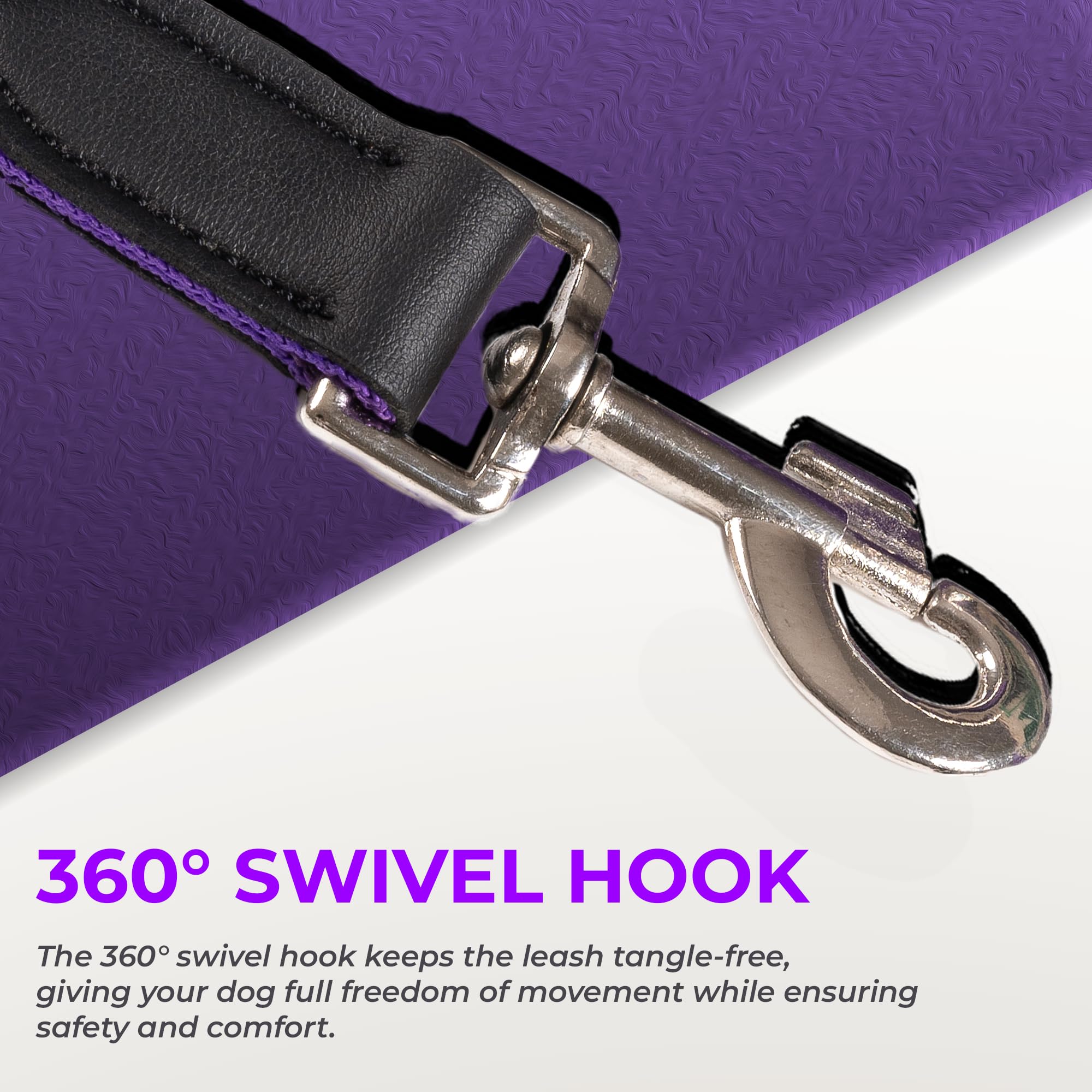 Adil’s 5FT Adjustable Nylon Dog Leash with Soft Leather Handle – Durable Long Lead with 360° Swivel Hook – Strong, Tangle-Free Leash for Walking & Training Small, Medium & Large Dogs