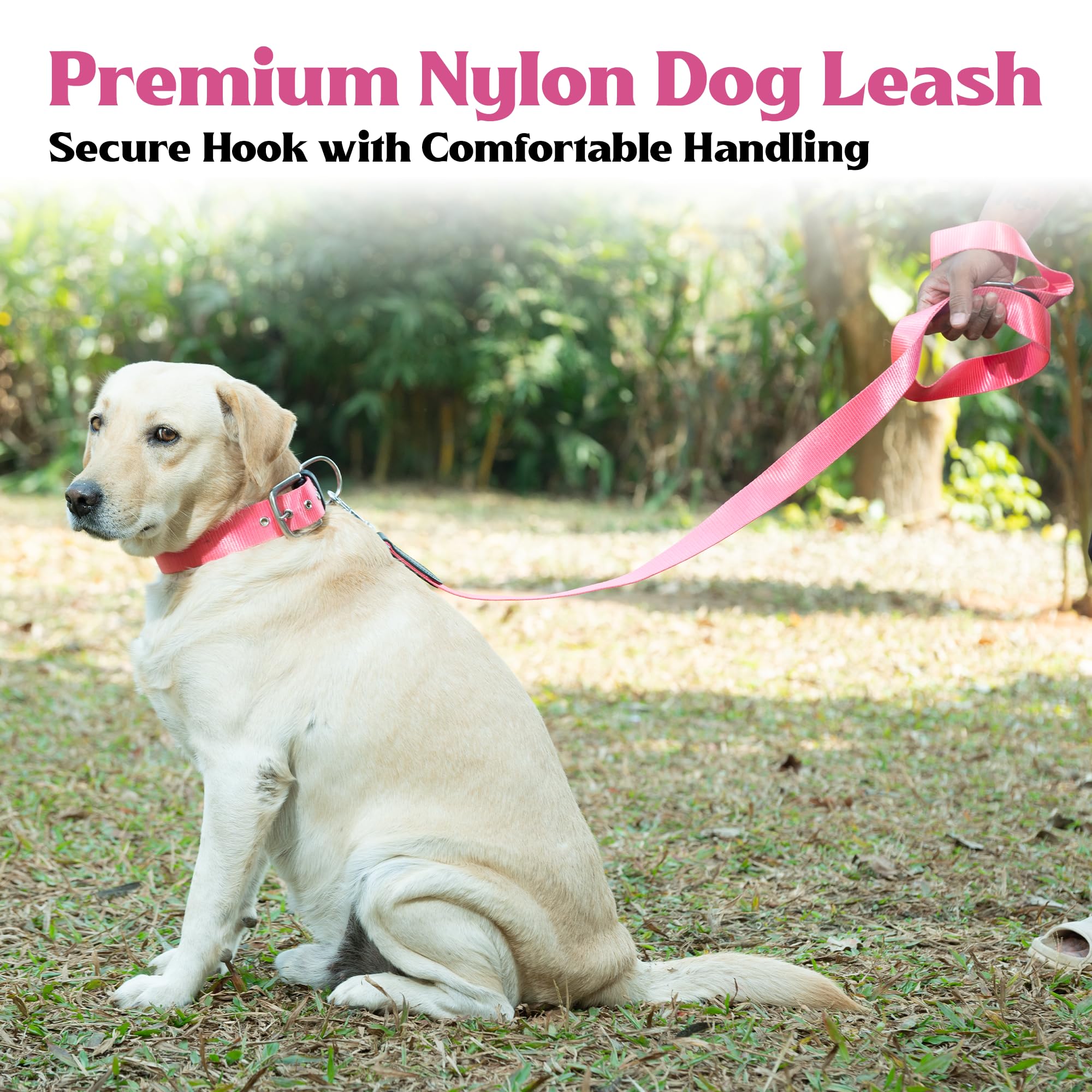 ADIL's Nylon Dog Leash, Heavy Duty Walking Lead with 360° Swivel Metal Hook 1.5 Inch Wide Durable Training Cord with Comfortable Loop Handle for Medium Large Dogs