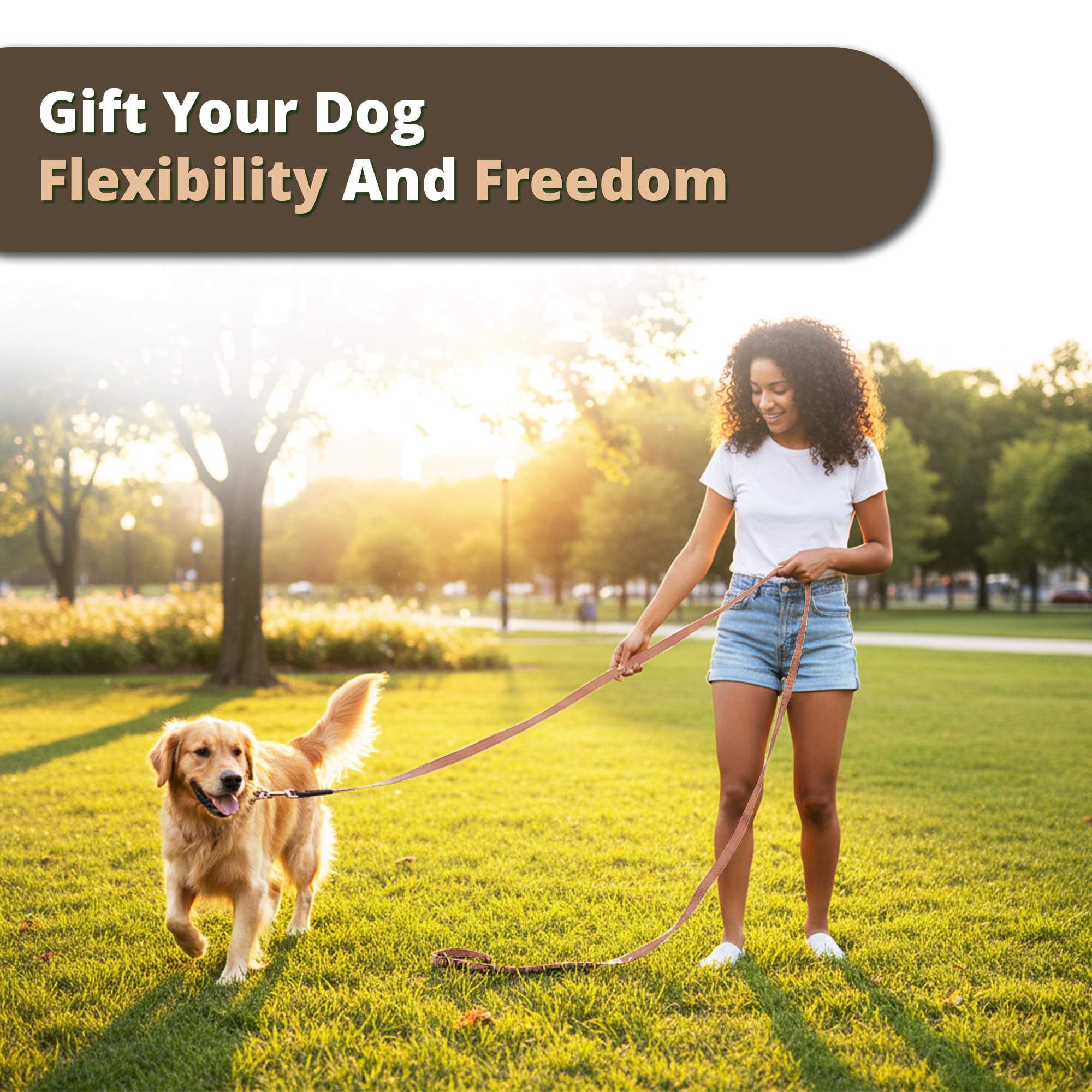 Adil’s 10FT Adjustable Dog Leash Features a Soft Leather Handle, Strong Nylon, and a 360° Swivel Hook—Durable, Comfy, and Ideal for Small to Large Dogs.